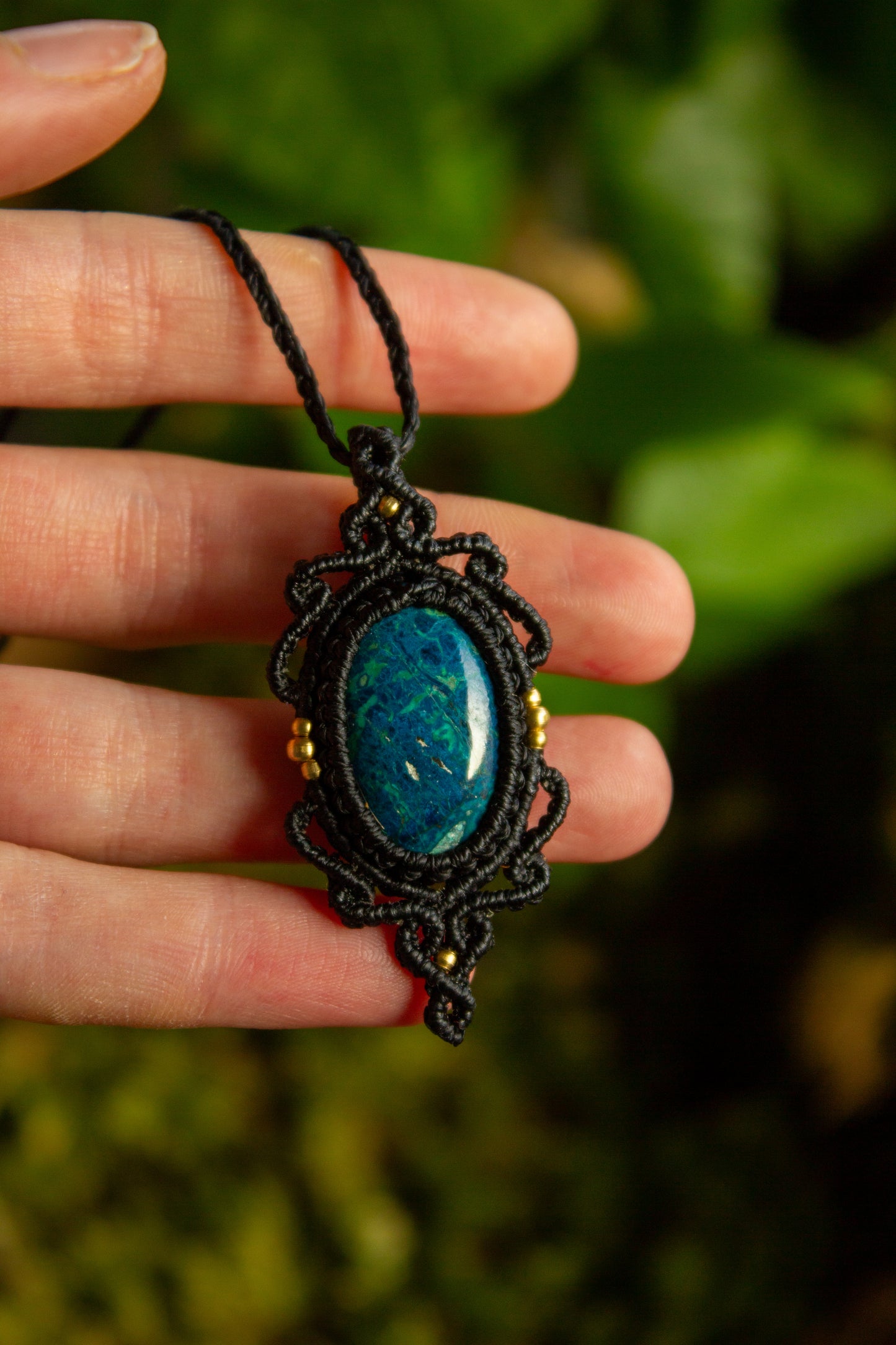 Shattuckite • macrame necklace