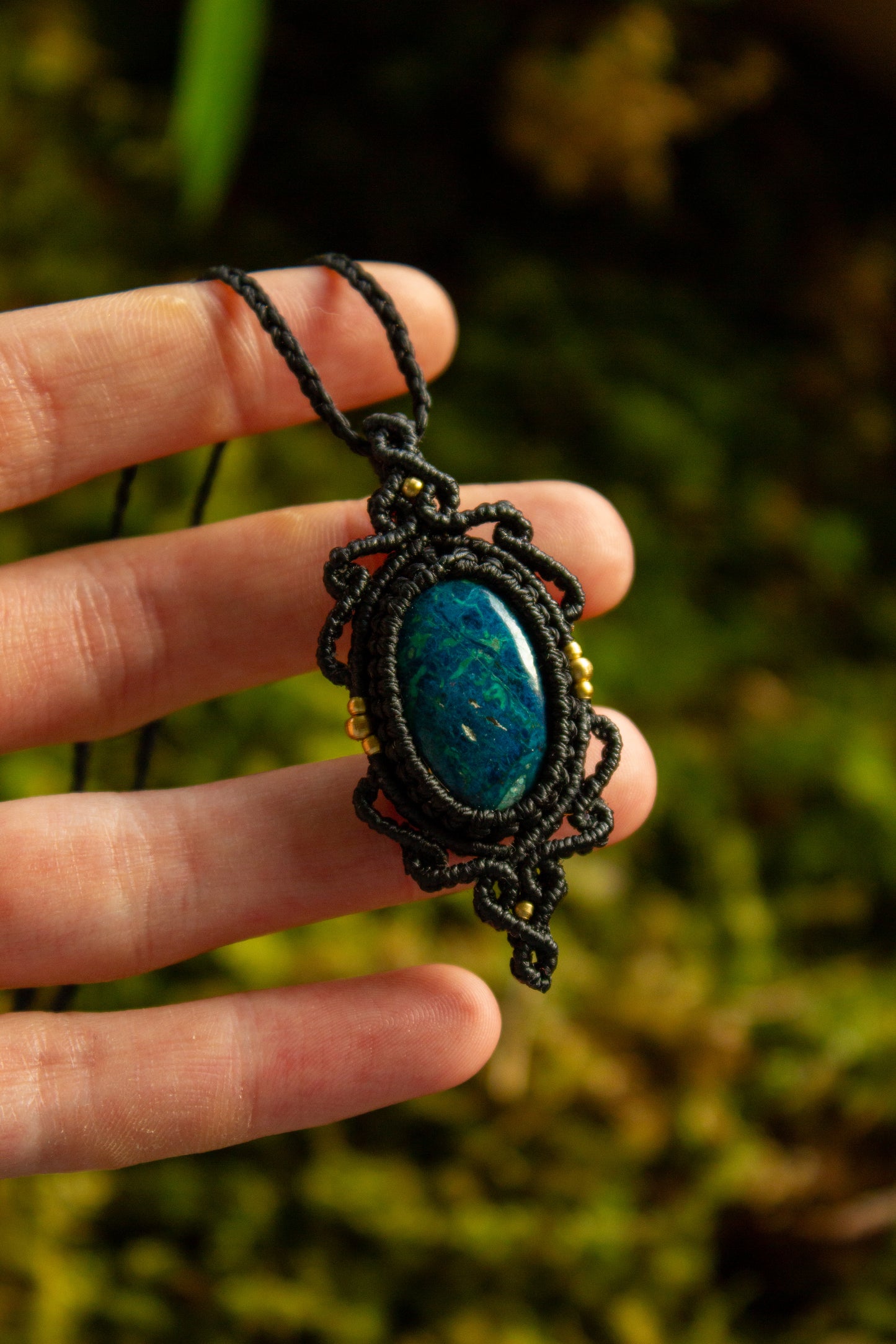 Shattuckite • macrame necklace