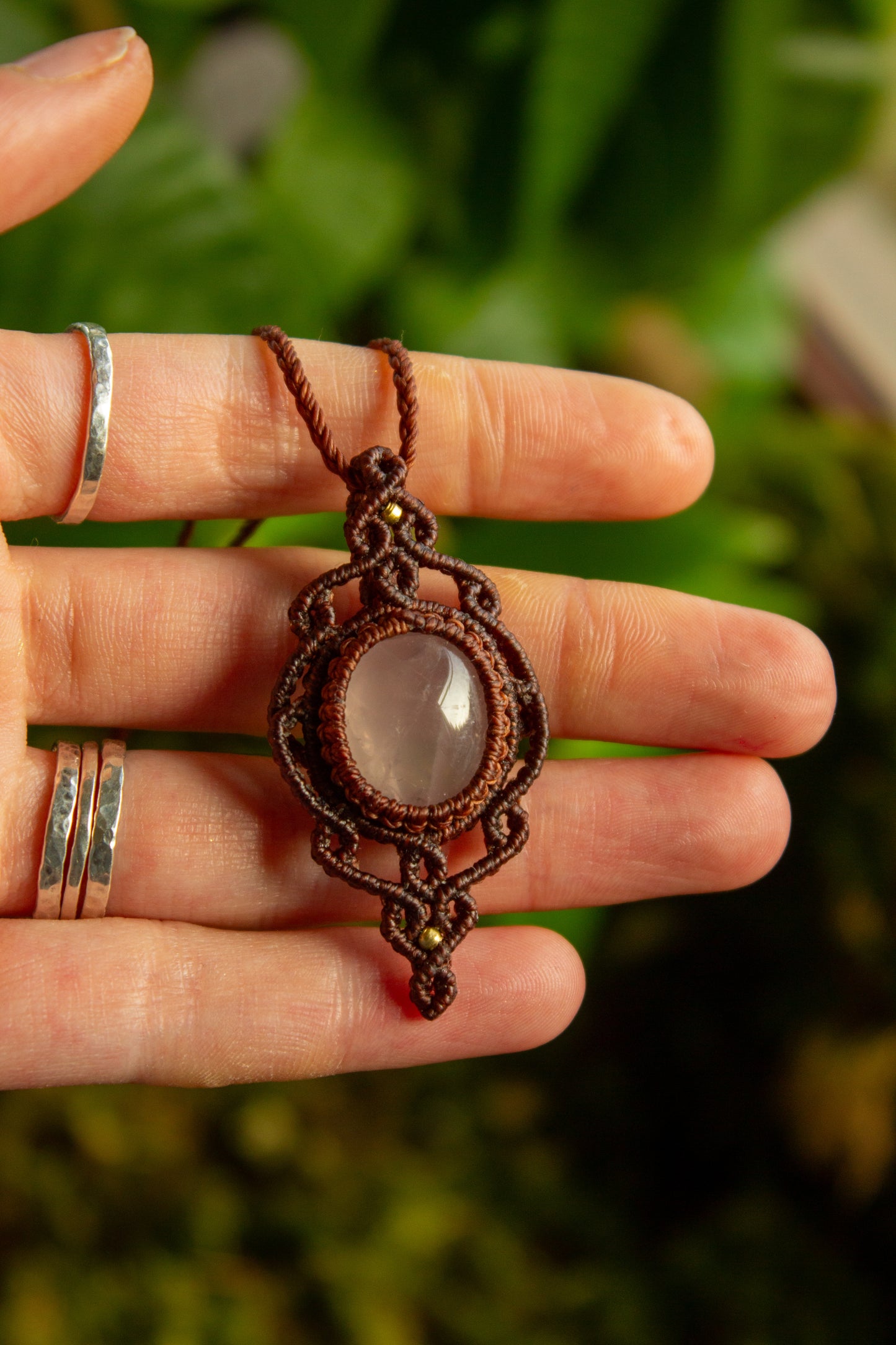 Rose Quartz • macrame necklace