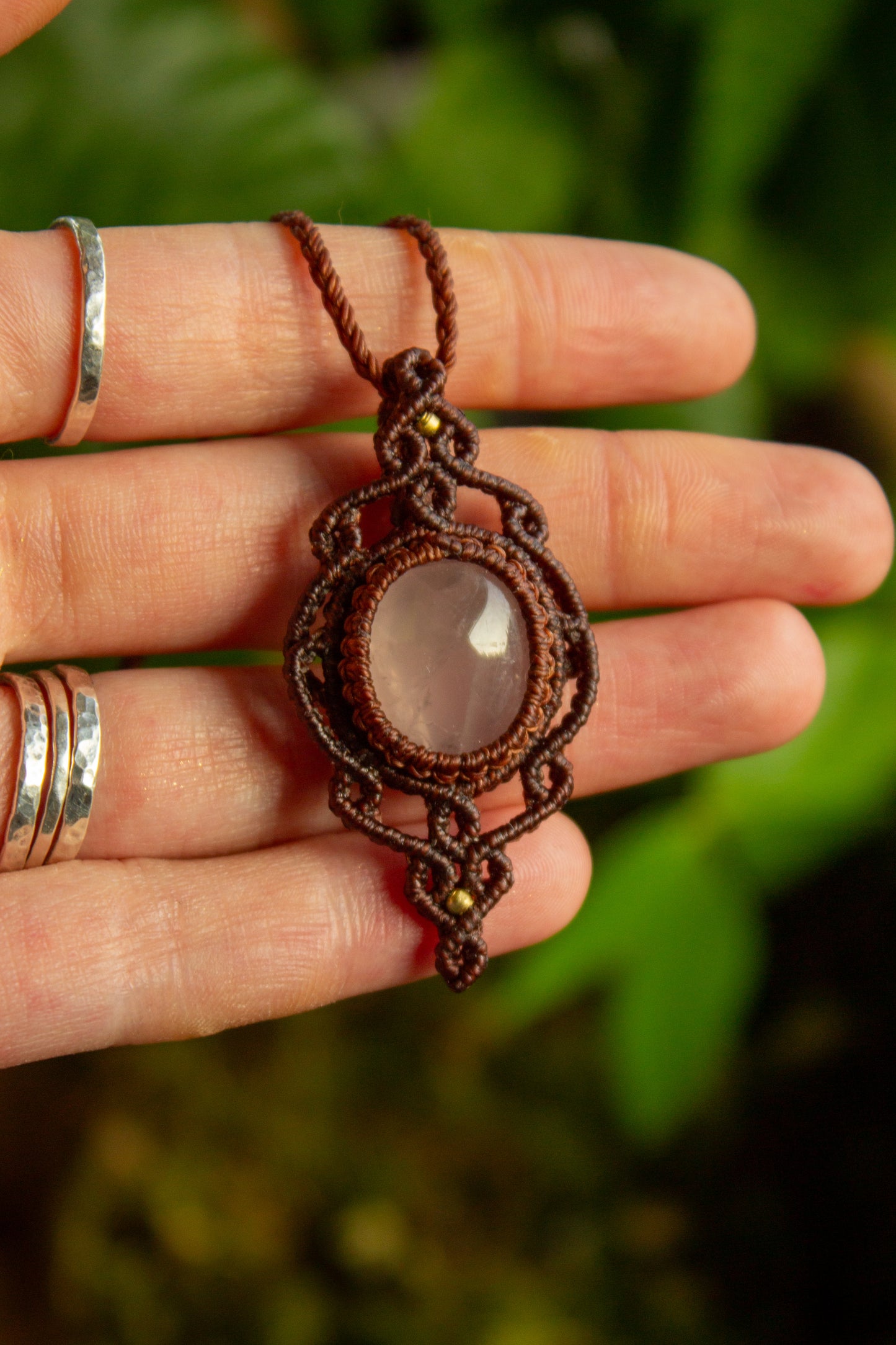 Rose Quartz • macrame necklace
