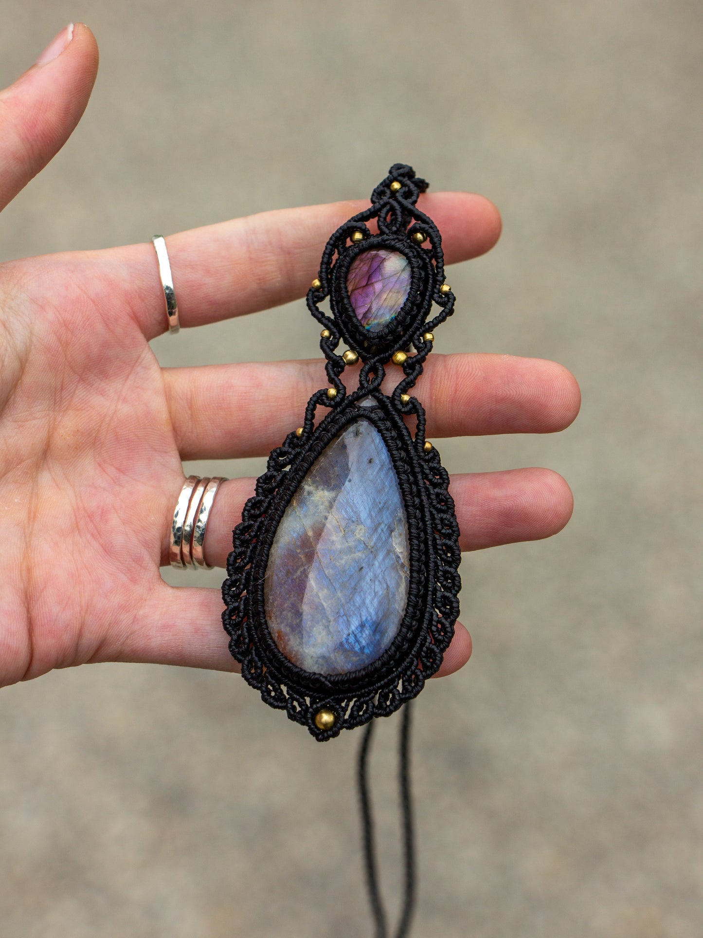 Belomorite & Labradorite macrame necklace