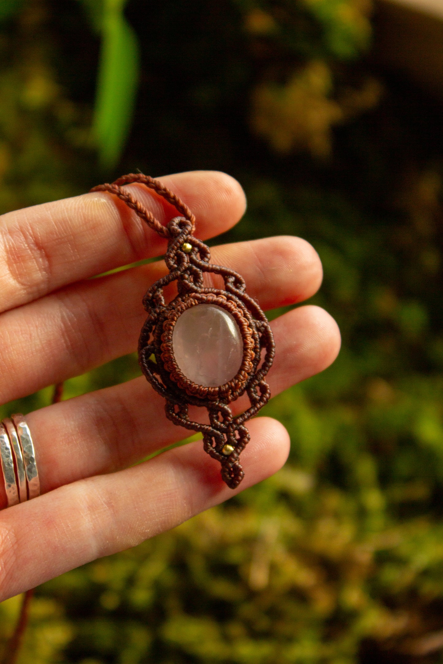 Rose Quartz • macrame necklace