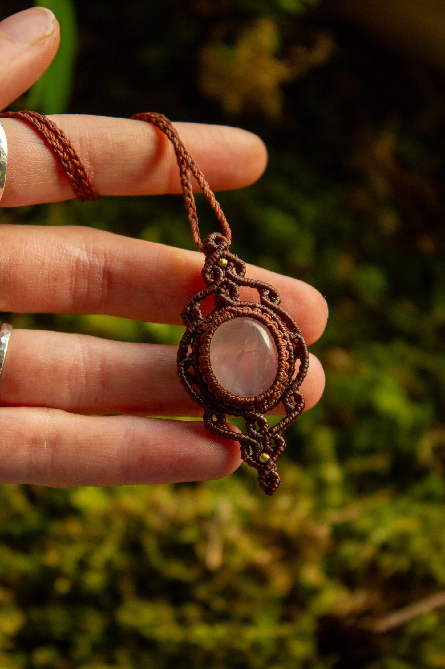 Rose Quartz • macrame necklace