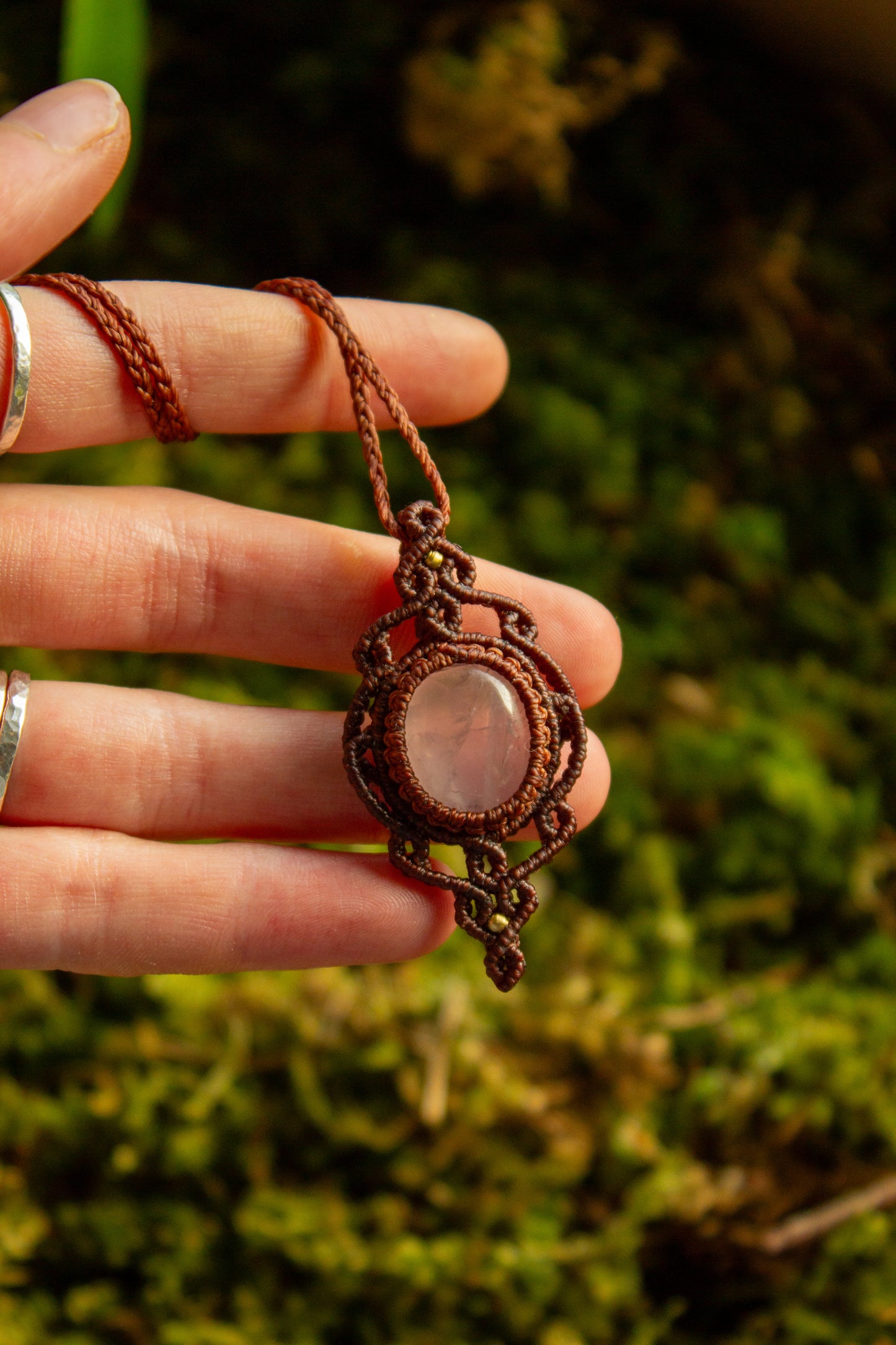 Rose Quartz • macrame necklace