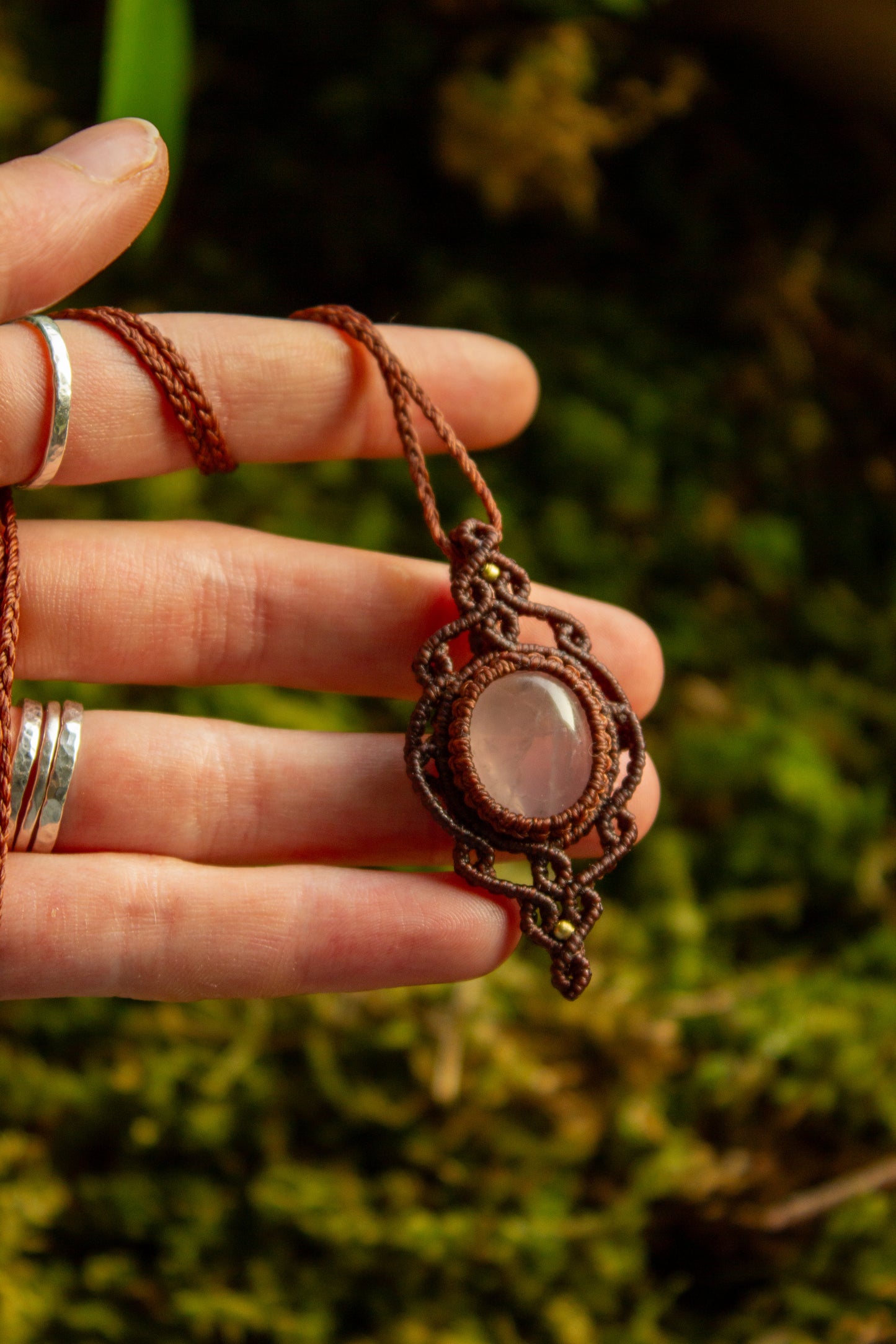 Rose Quartz • macrame necklace