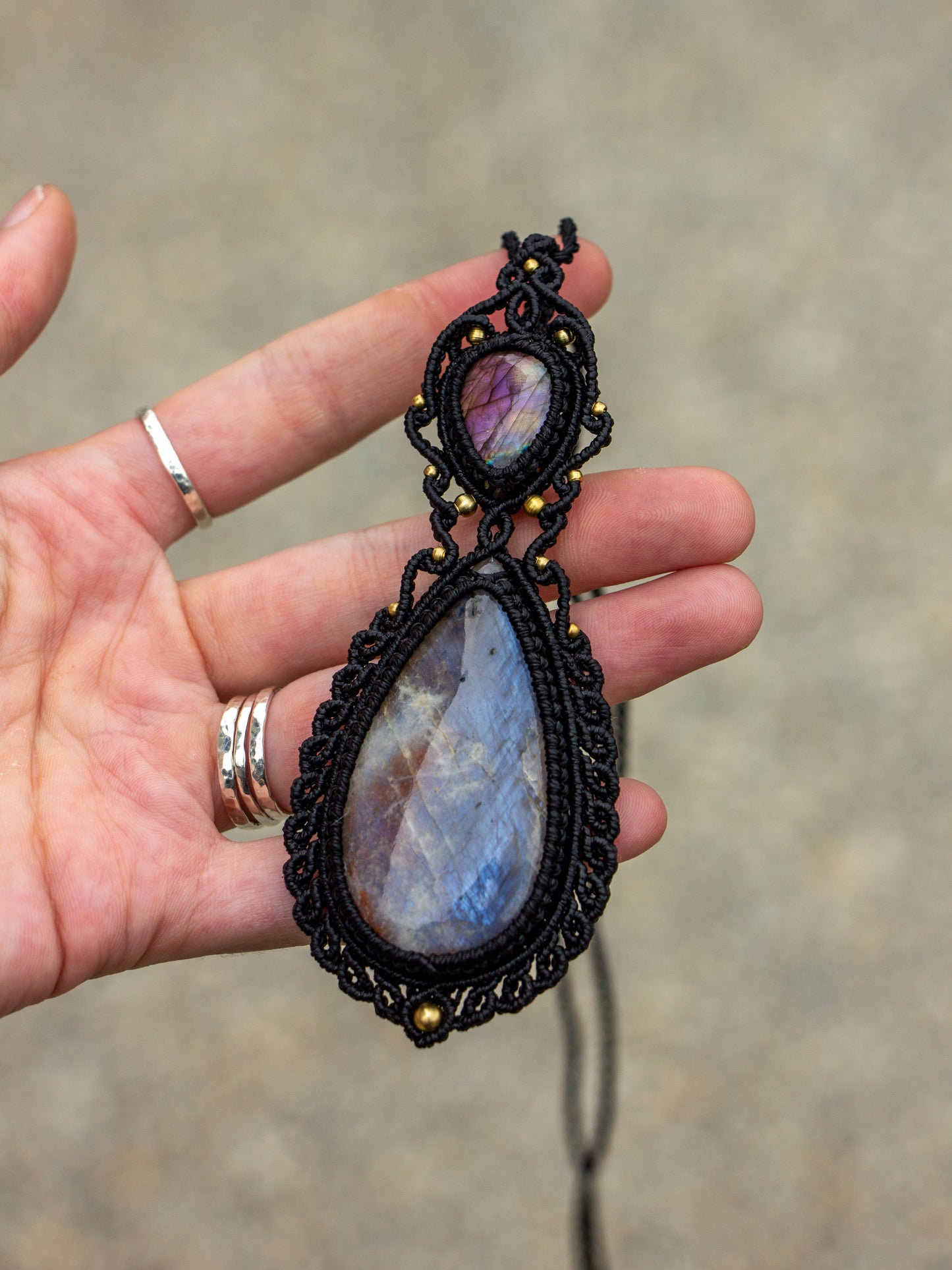 Belomorite & Labradorite macrame necklace