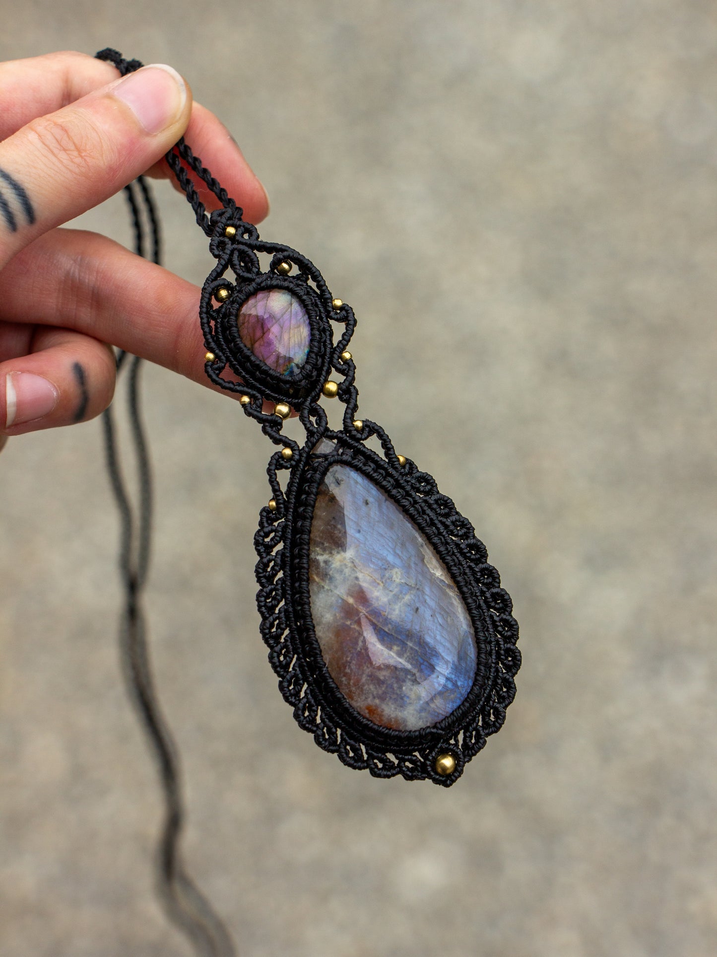 Belomorite & Labradorite macrame necklace