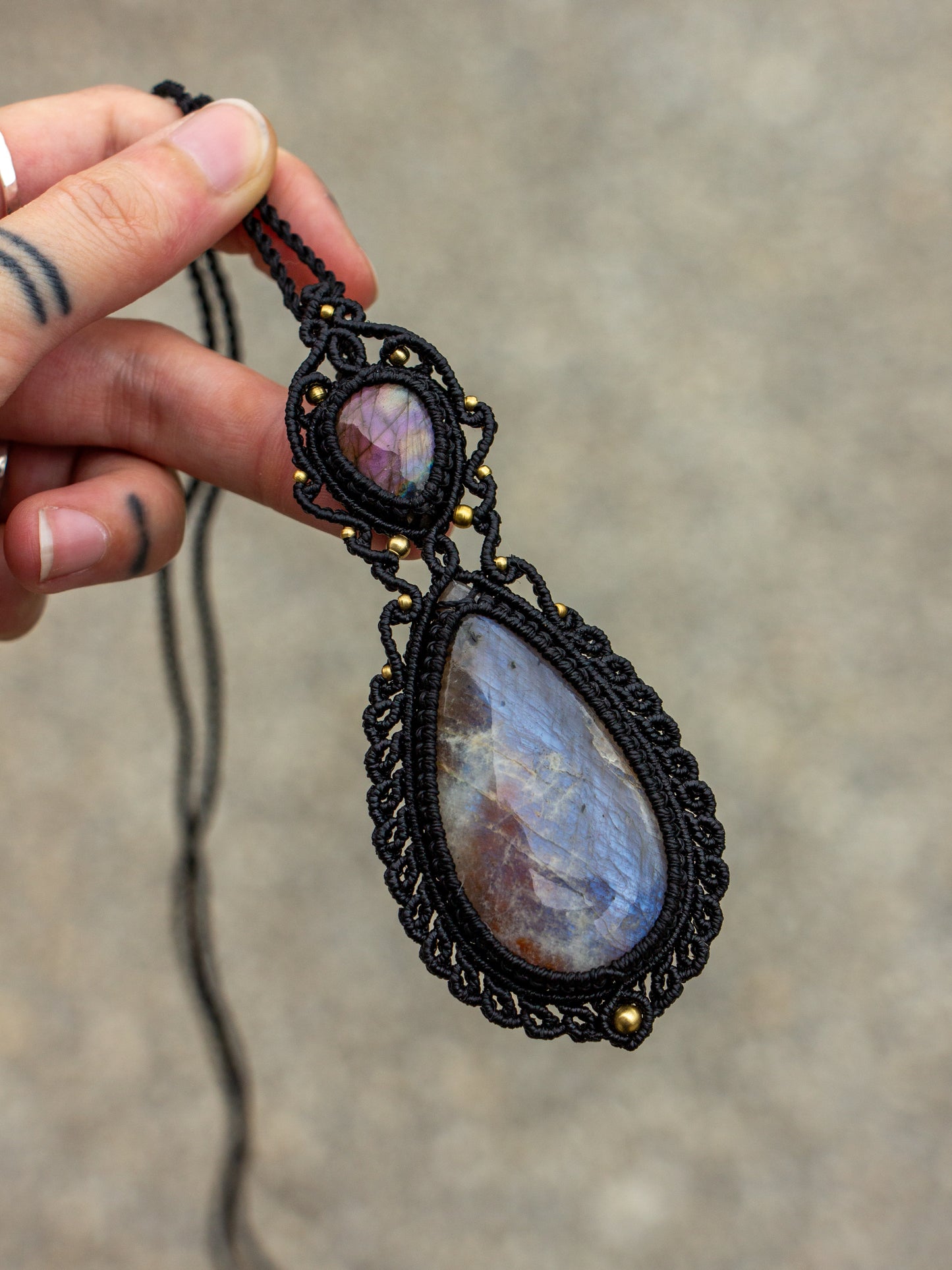 Belomorite & Labradorite macrame necklace