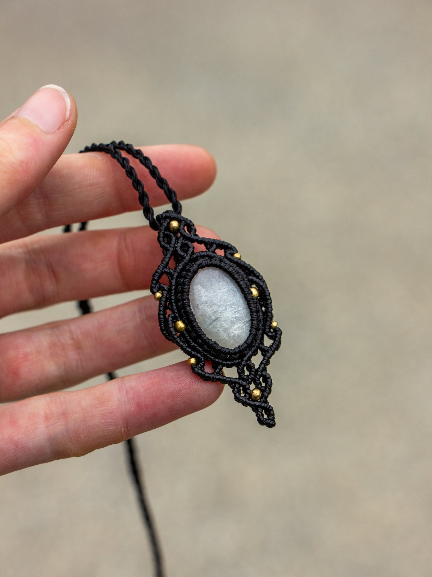 White Moonstone macrame necklace