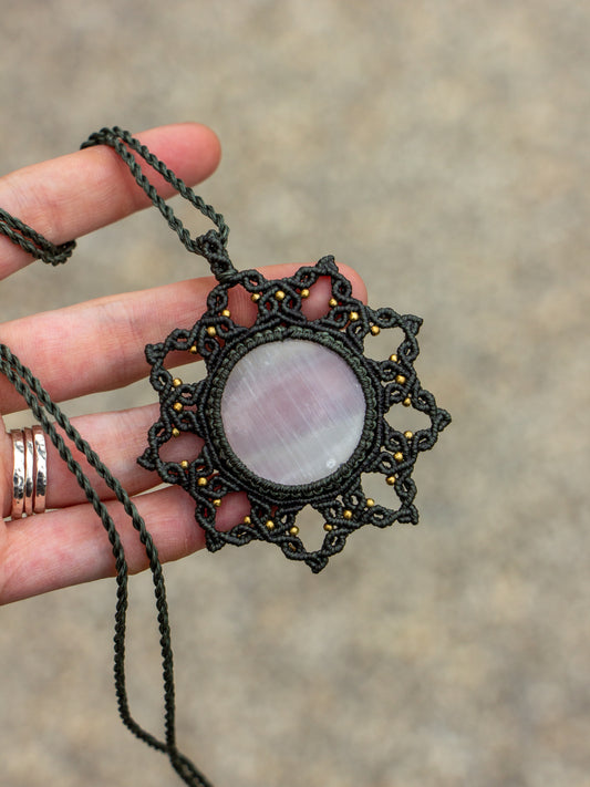 Selenite macrame necklace