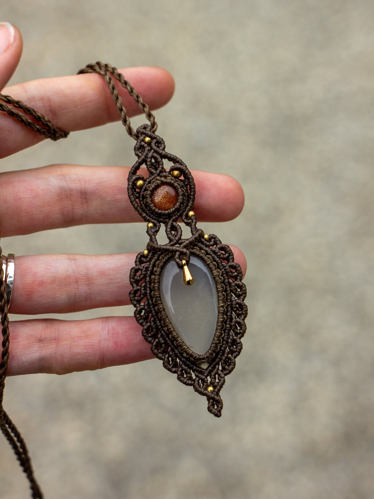 Sunstone & Moonstone macrame necklace