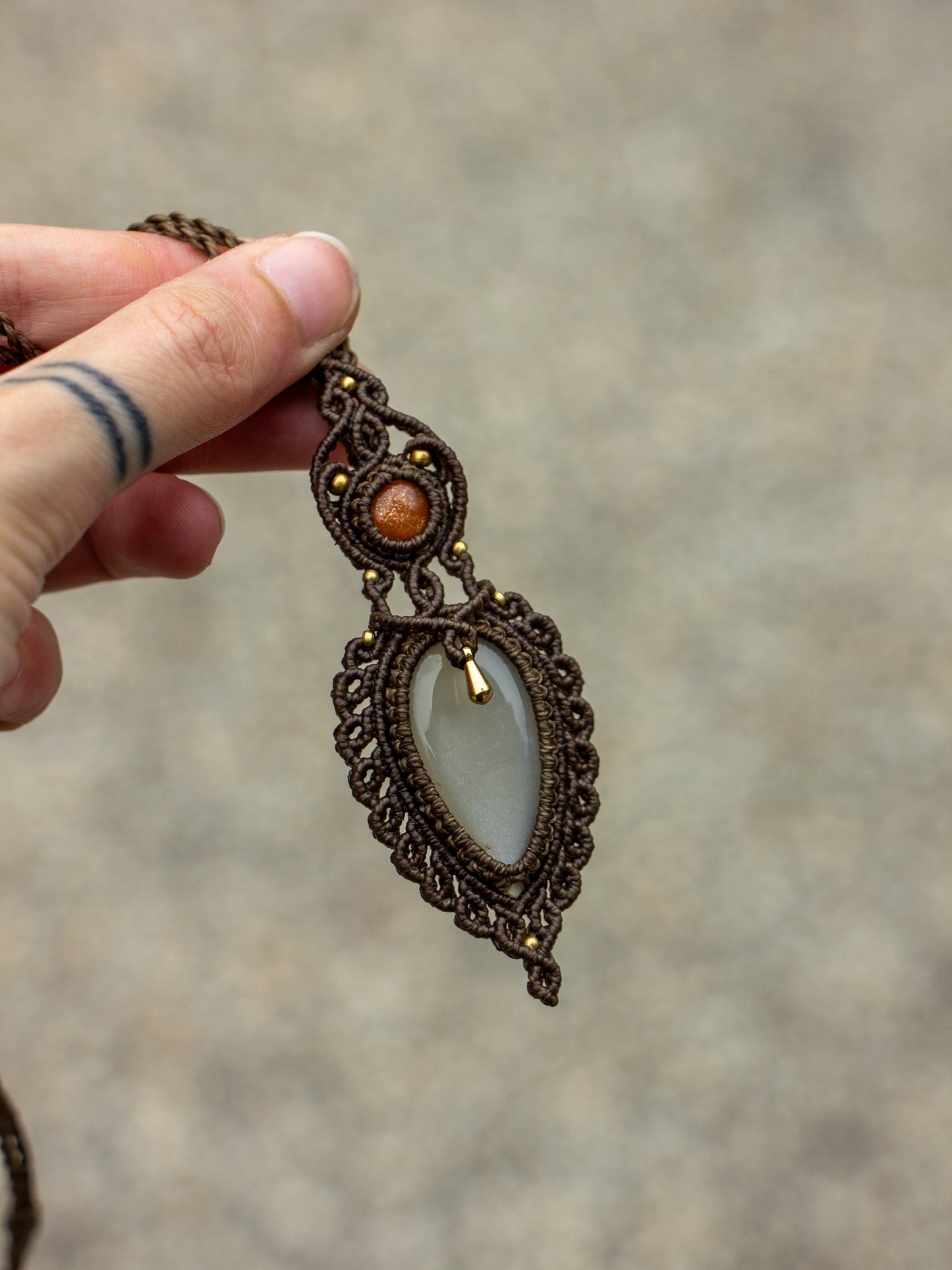 Sunstone & Moonstone macrame necklace