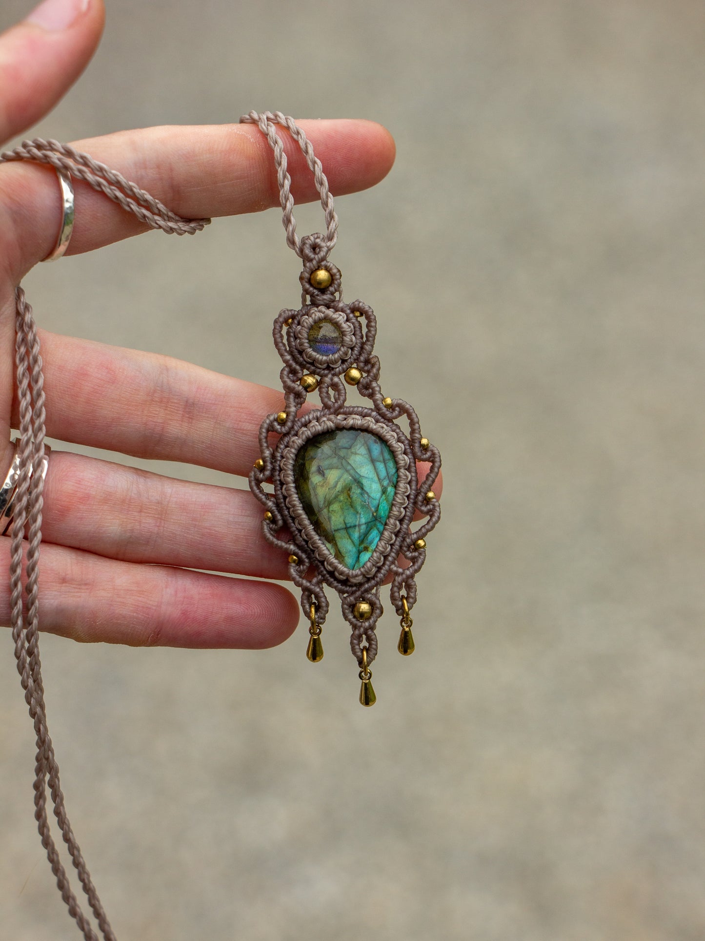 Double Labradorite macrame necklace