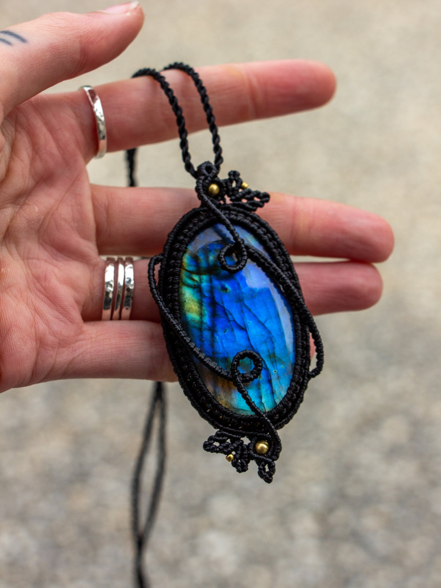 Labradorite macrame necklace