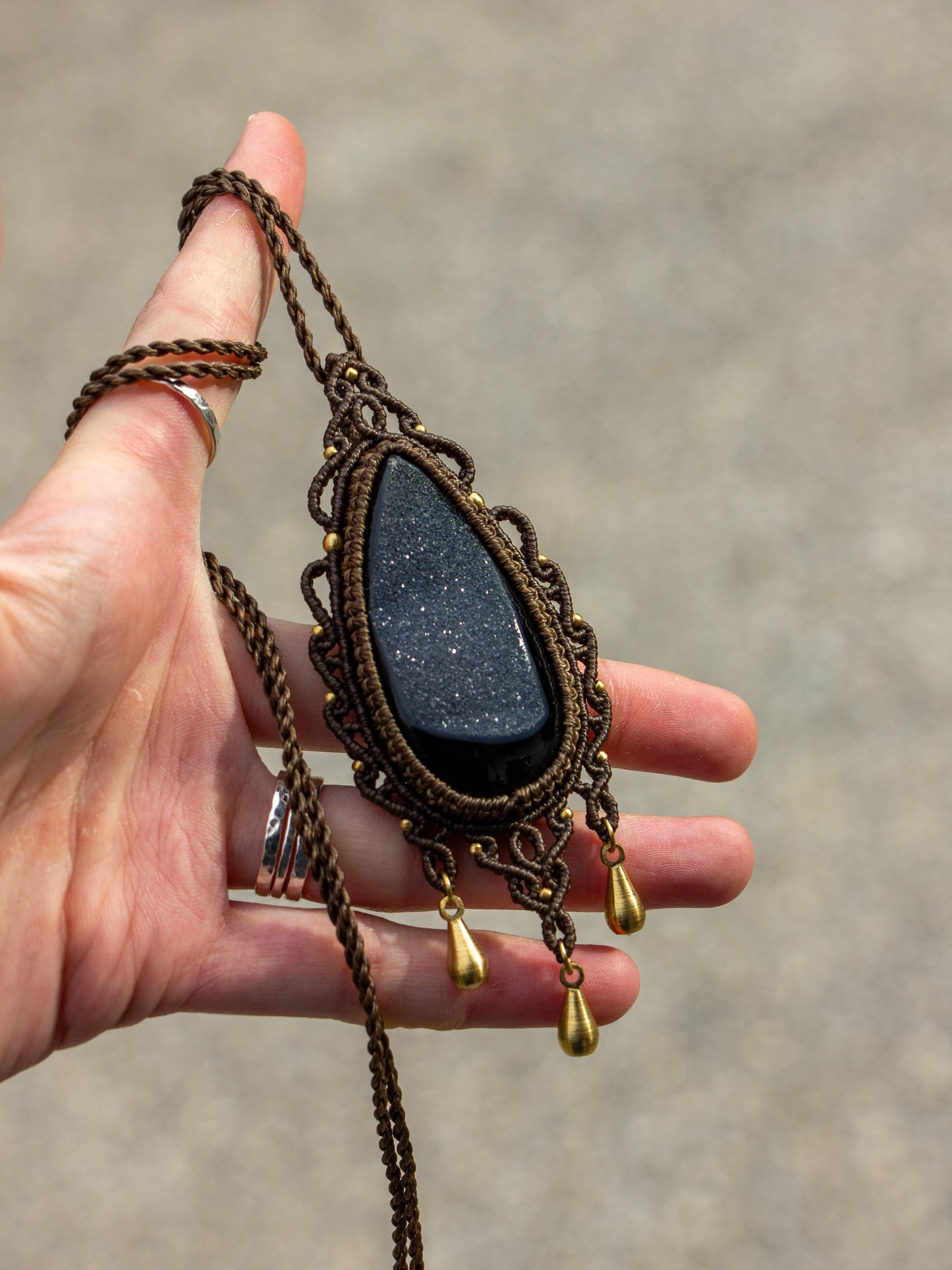 Druzy Onyx macrame necklace