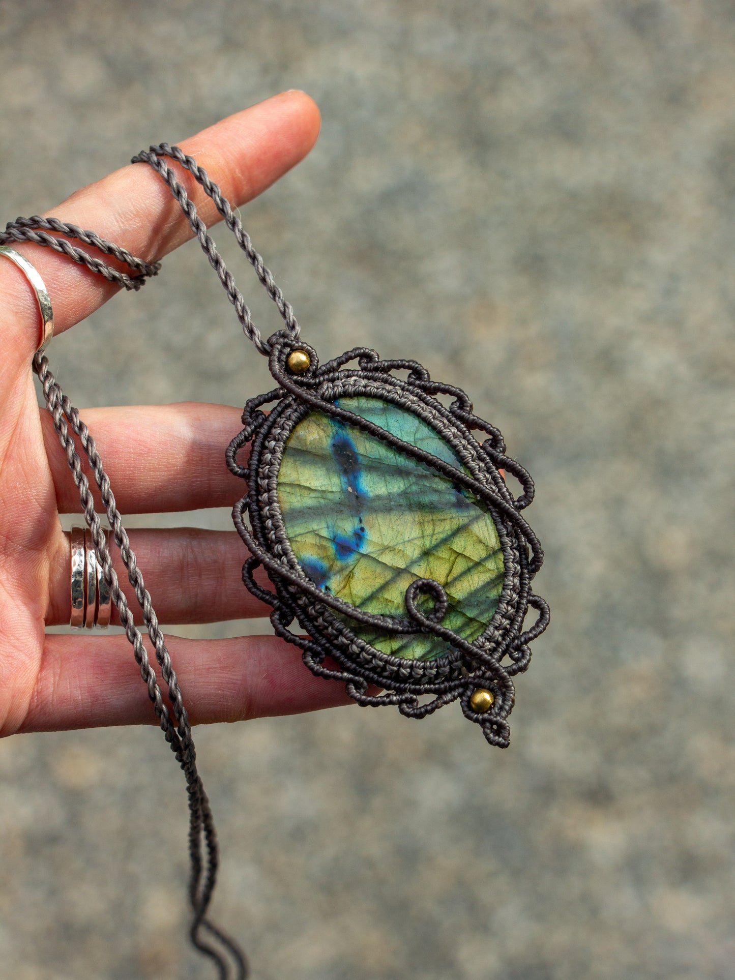 Labradorite macrame necklace