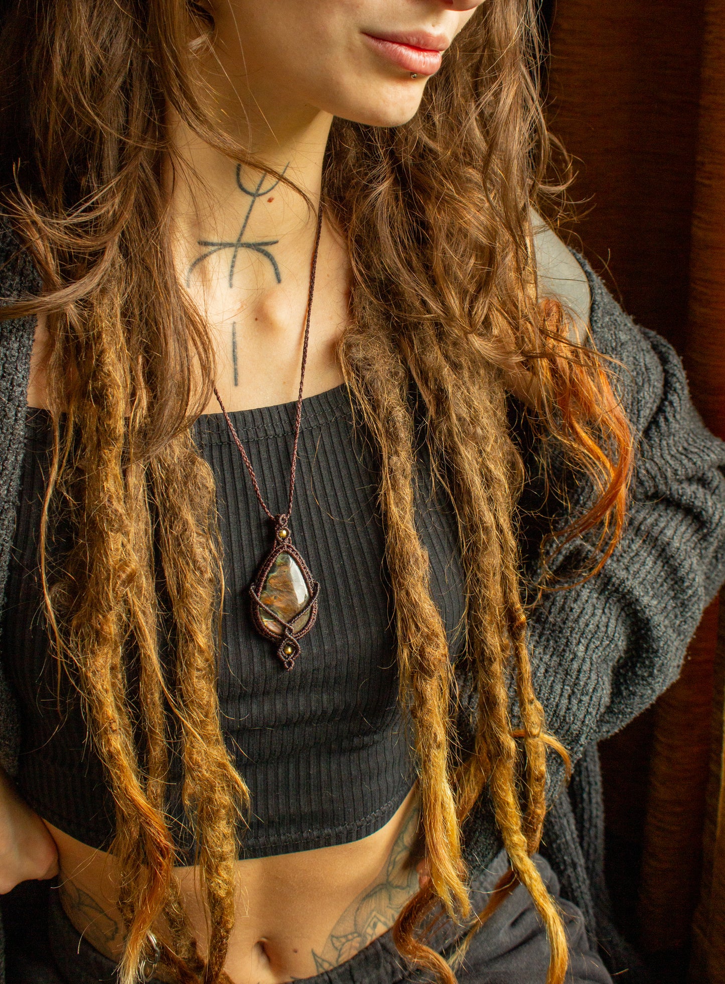 Scarlett • Labradorite macrame necklace