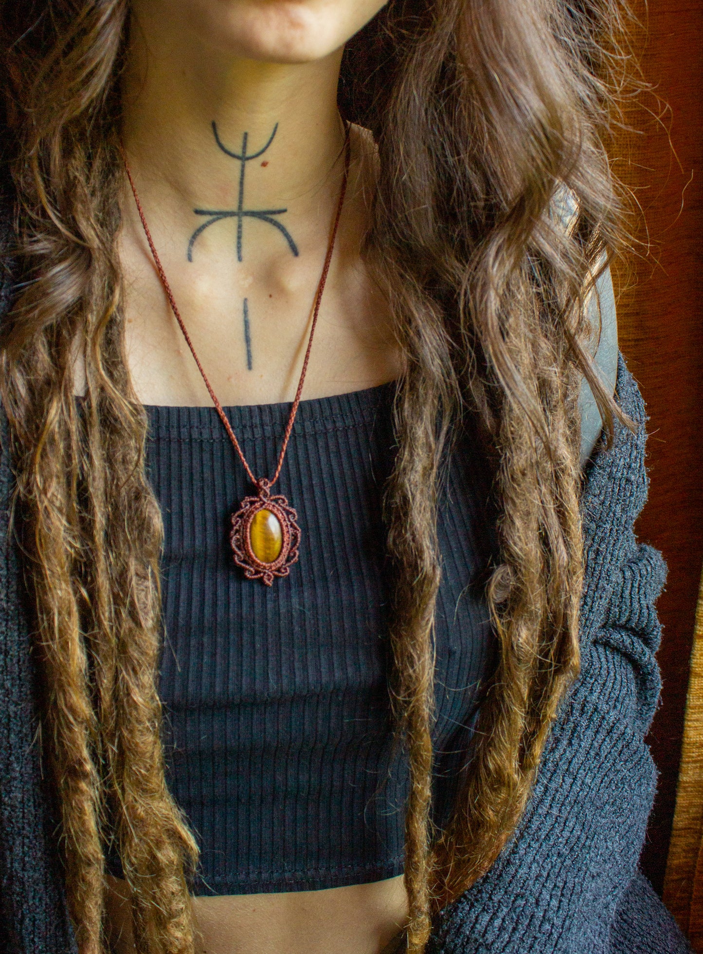 Grace • Tigers Eye macrame necklace