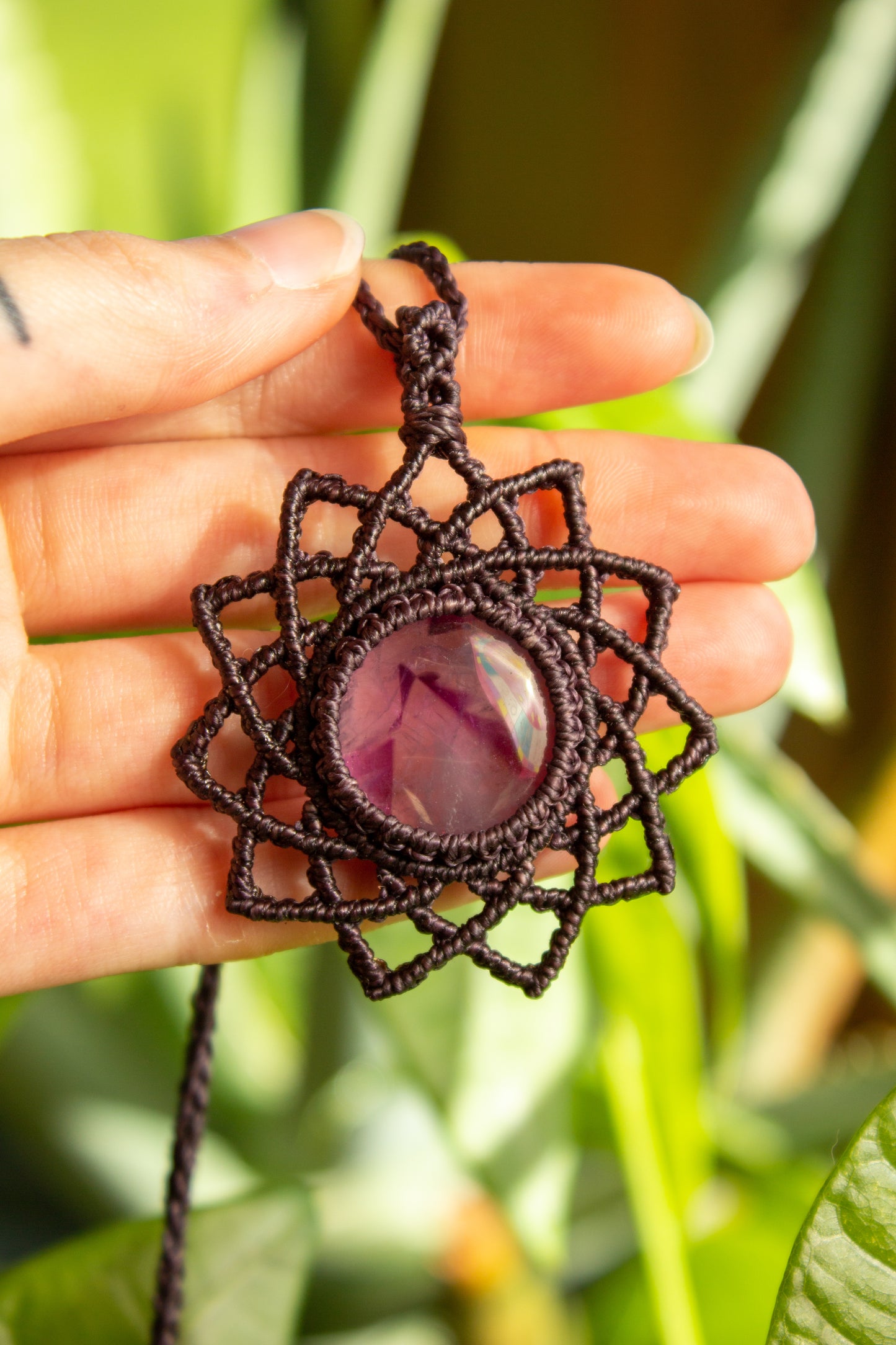 Viola • Amethyst macrame necklace