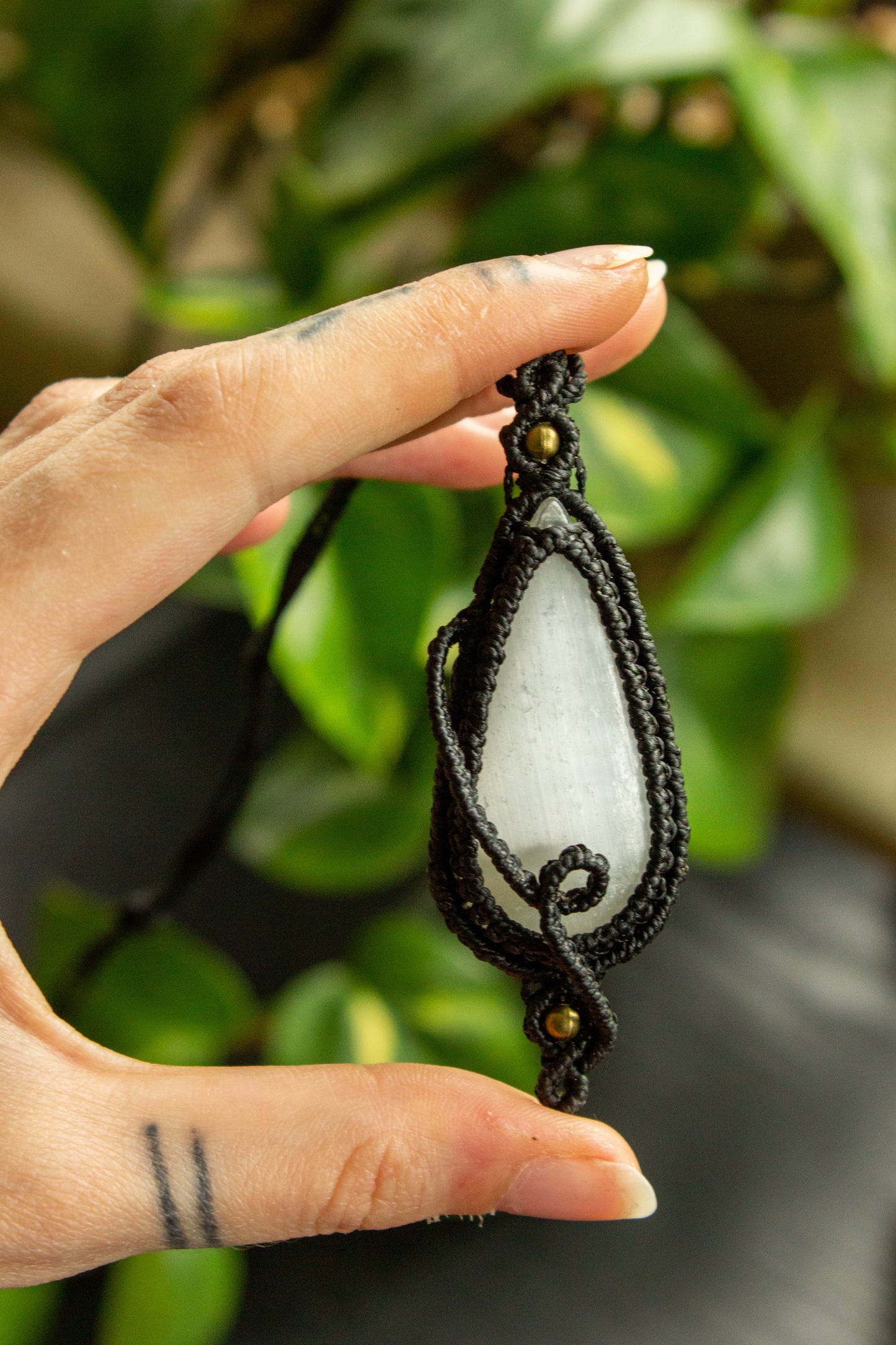 Linda • Selenite macrame necklace