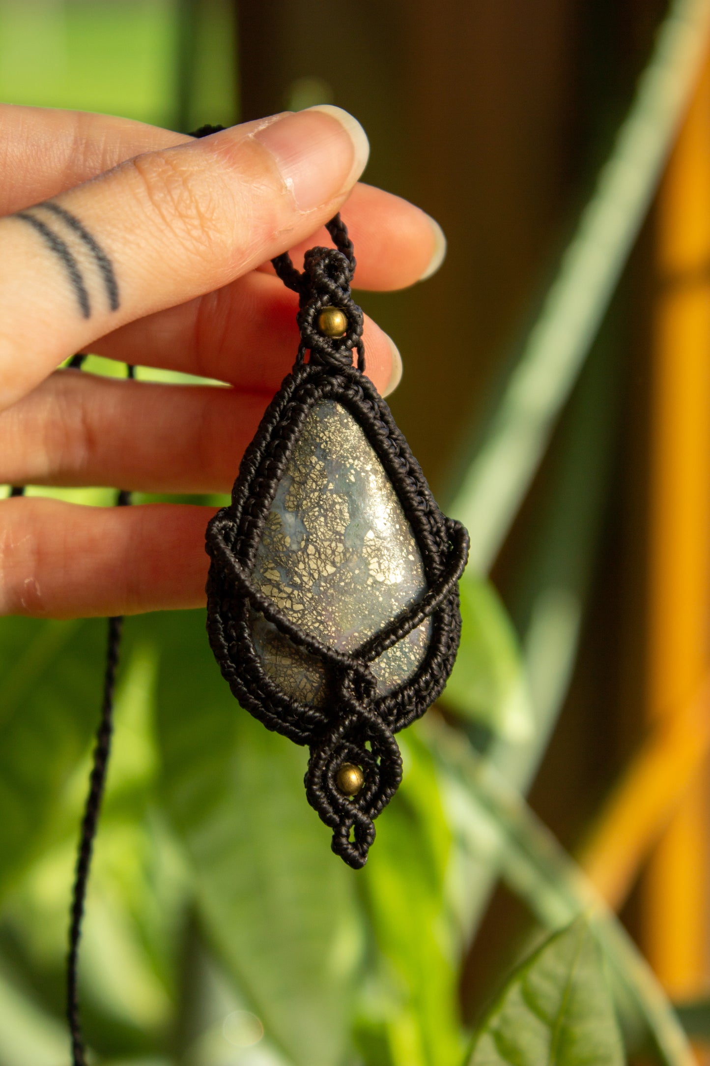 Scarlett • Marcasite macrame necklace