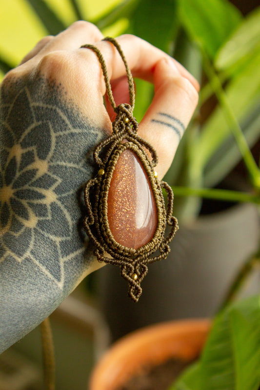 Idalia • Sunstone x Moonstone macrame necklace