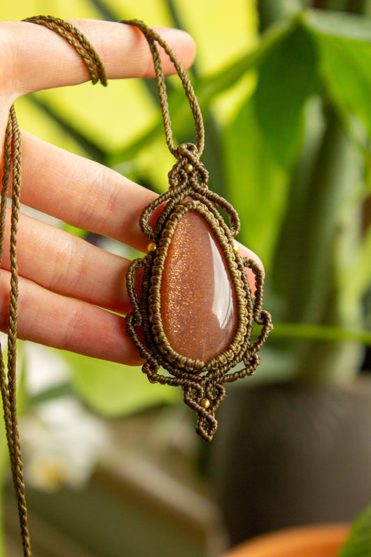 Idalia • Sunstone x Moonstone macrame necklace