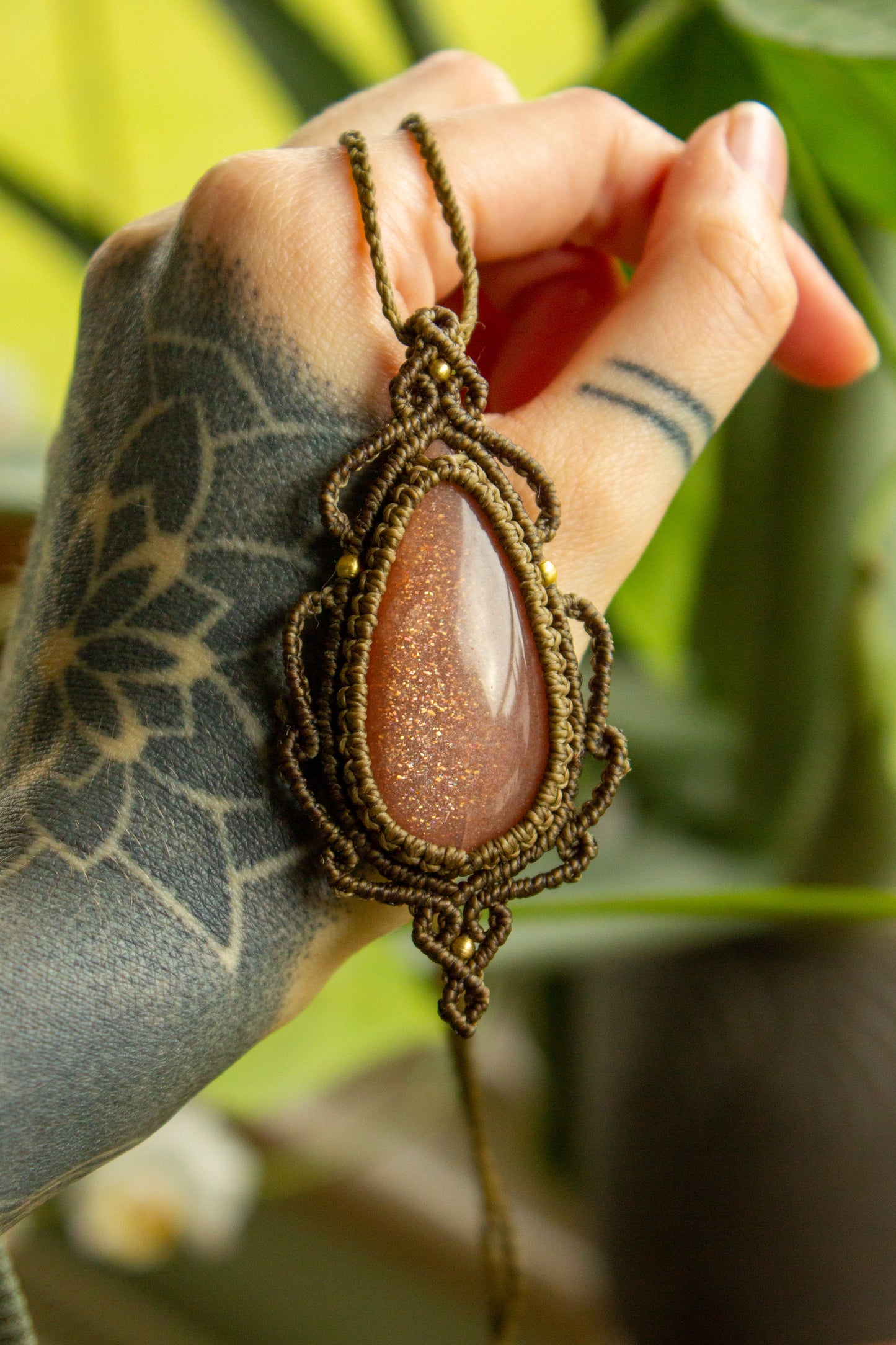 Idalia • Sunstone x Moonstone macrame necklace