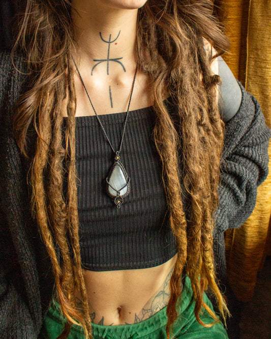 Davao • Selenite macrame necklace