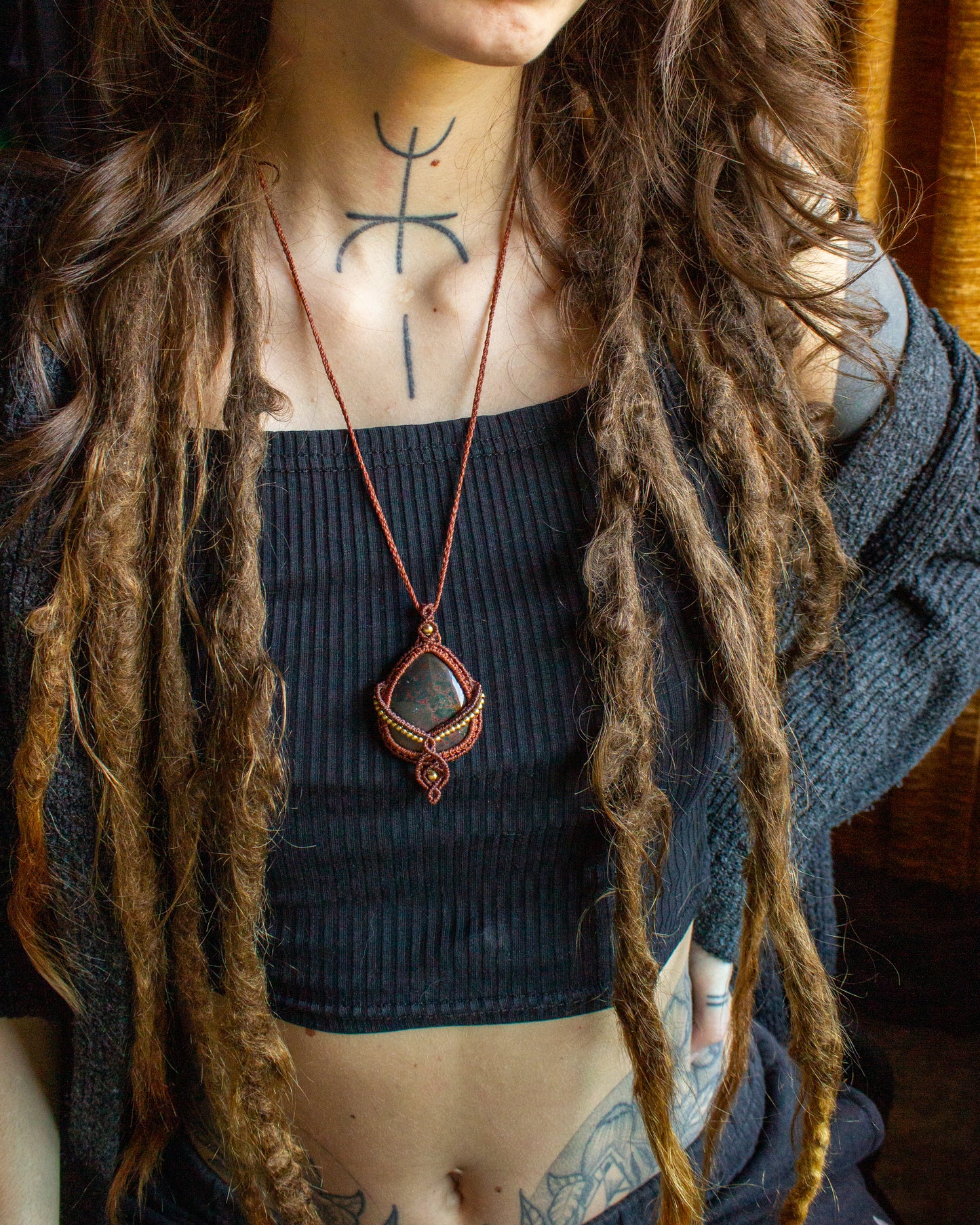 Atenas • Bloodstone macrame necklace