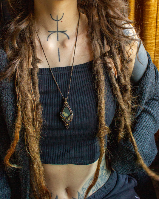 Liberia • Moss Agate macrame necklace