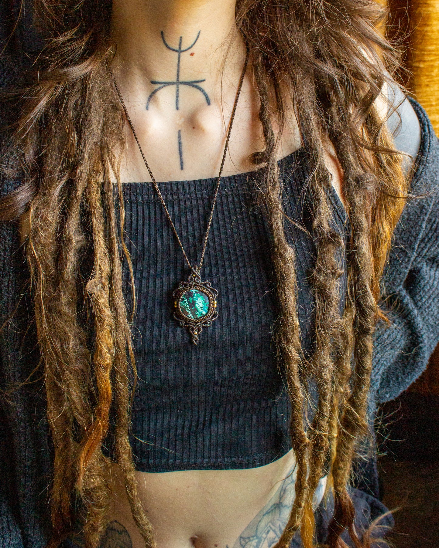 Orotina • Azurite macrame necklace