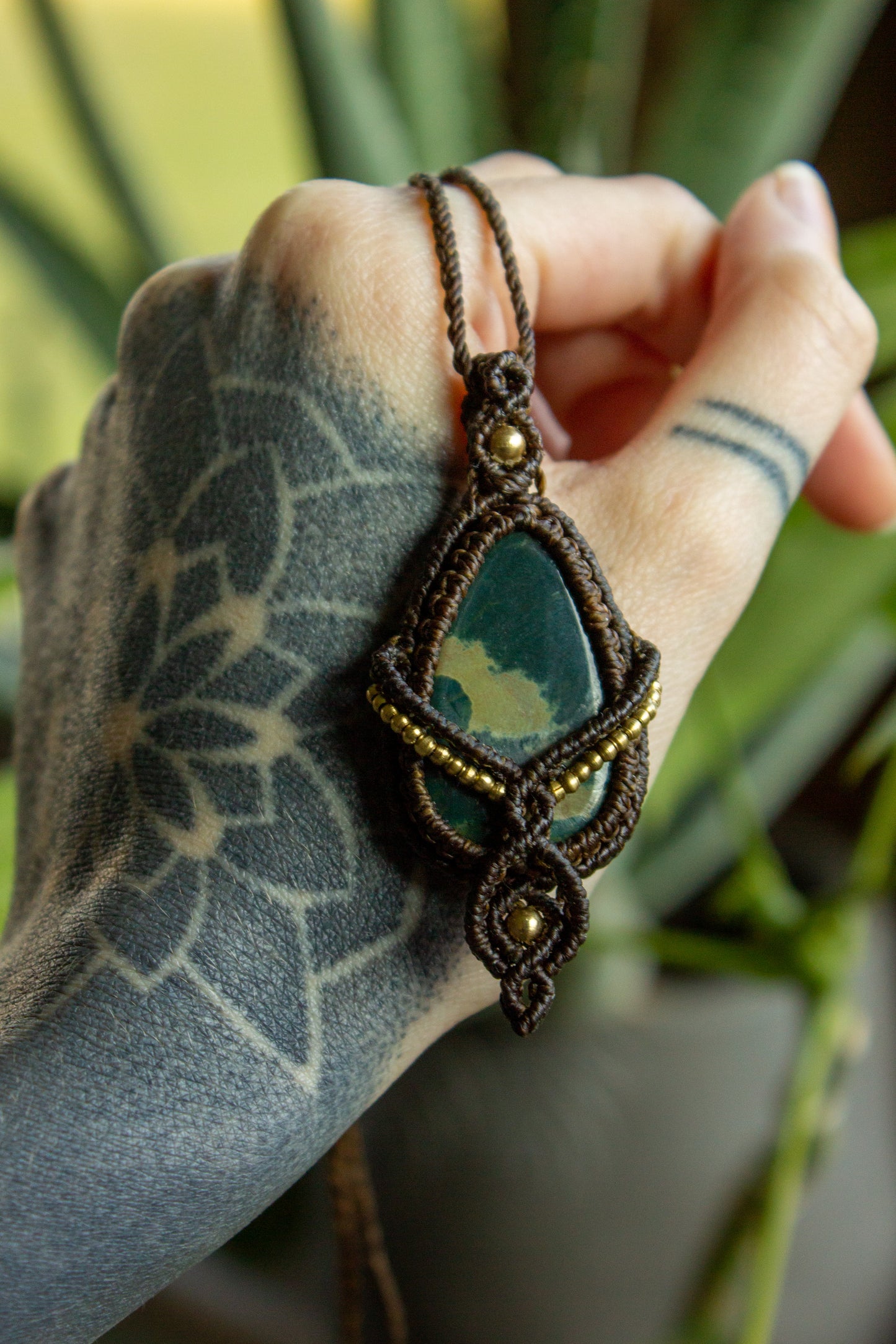Liberia • Moss Agate macrame necklace