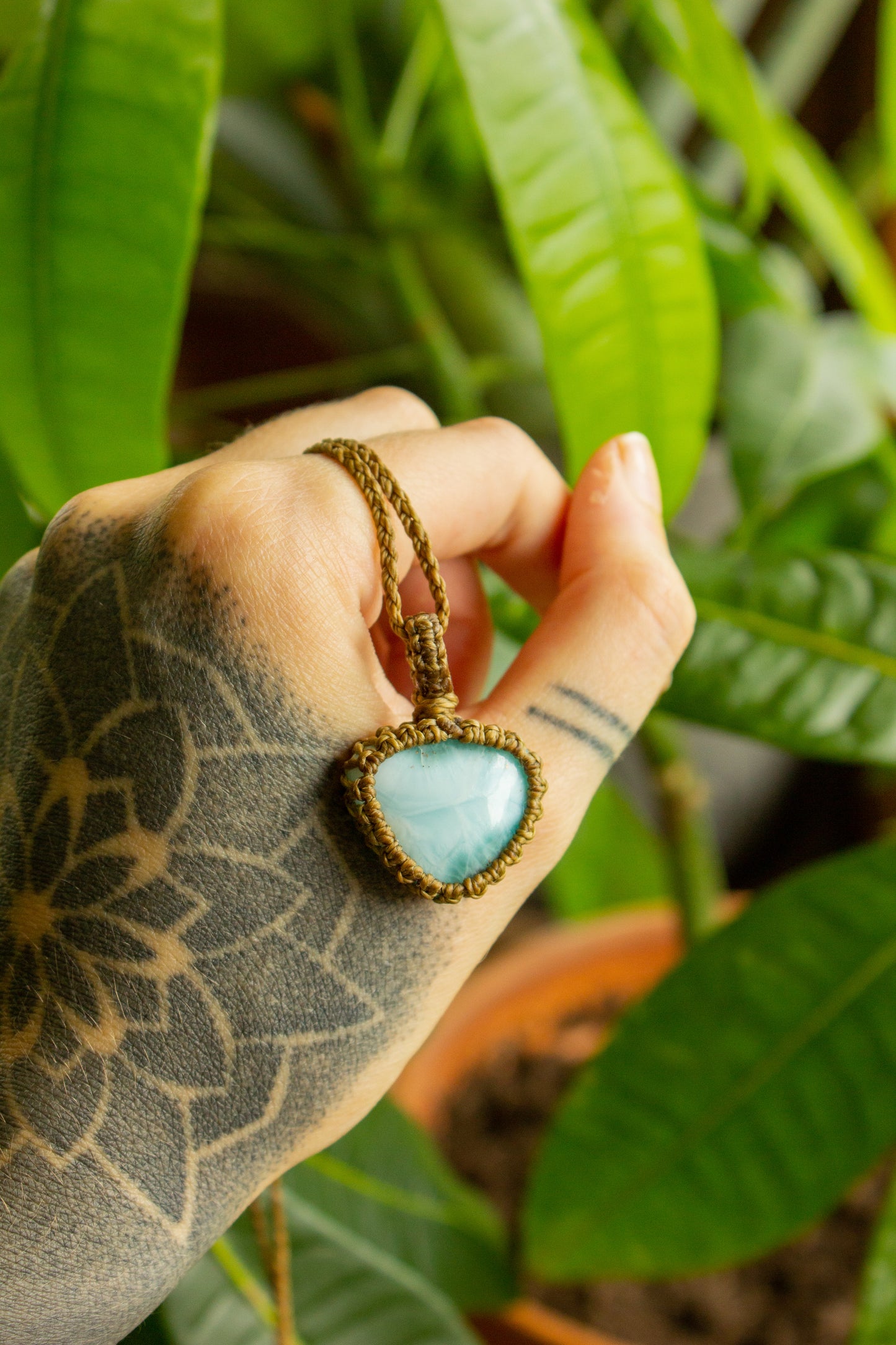 Lara • Larimar macrame necklace