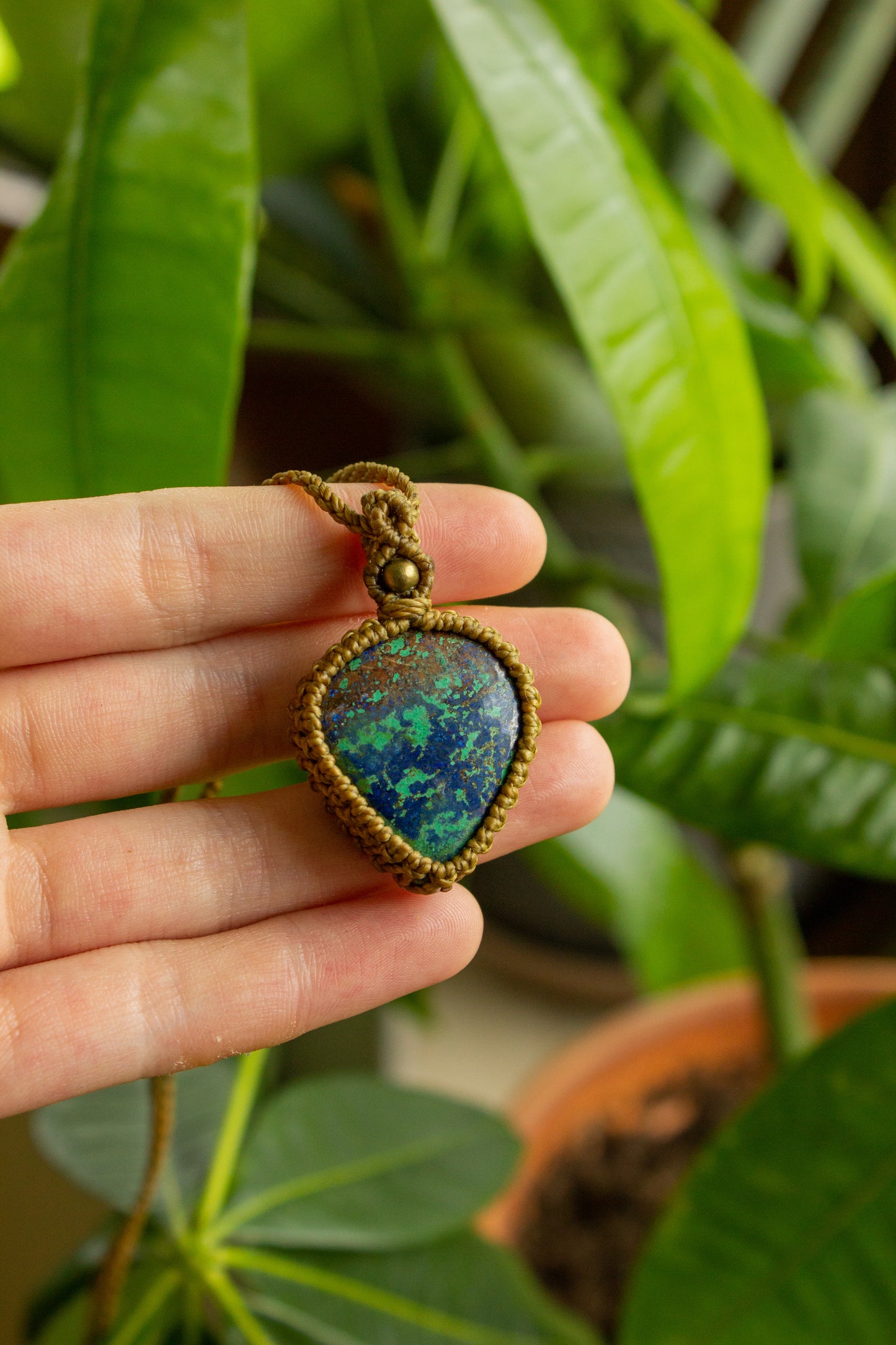 Anna • Azurite Malachite macrame necklace