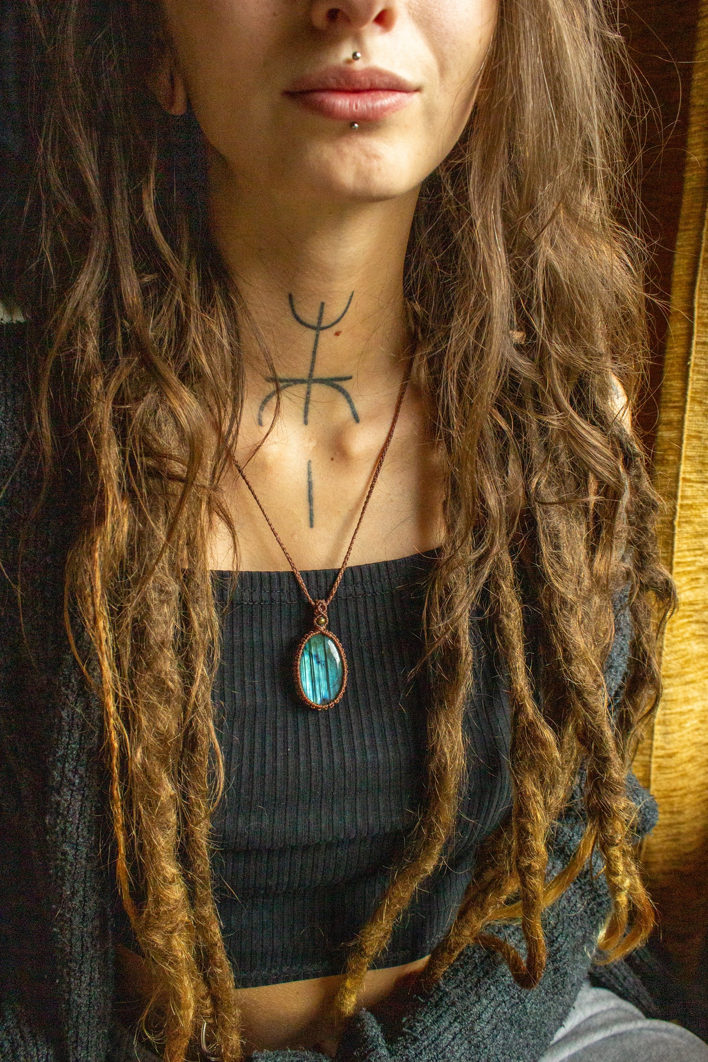 Sarah • Labradorite macrame necklace