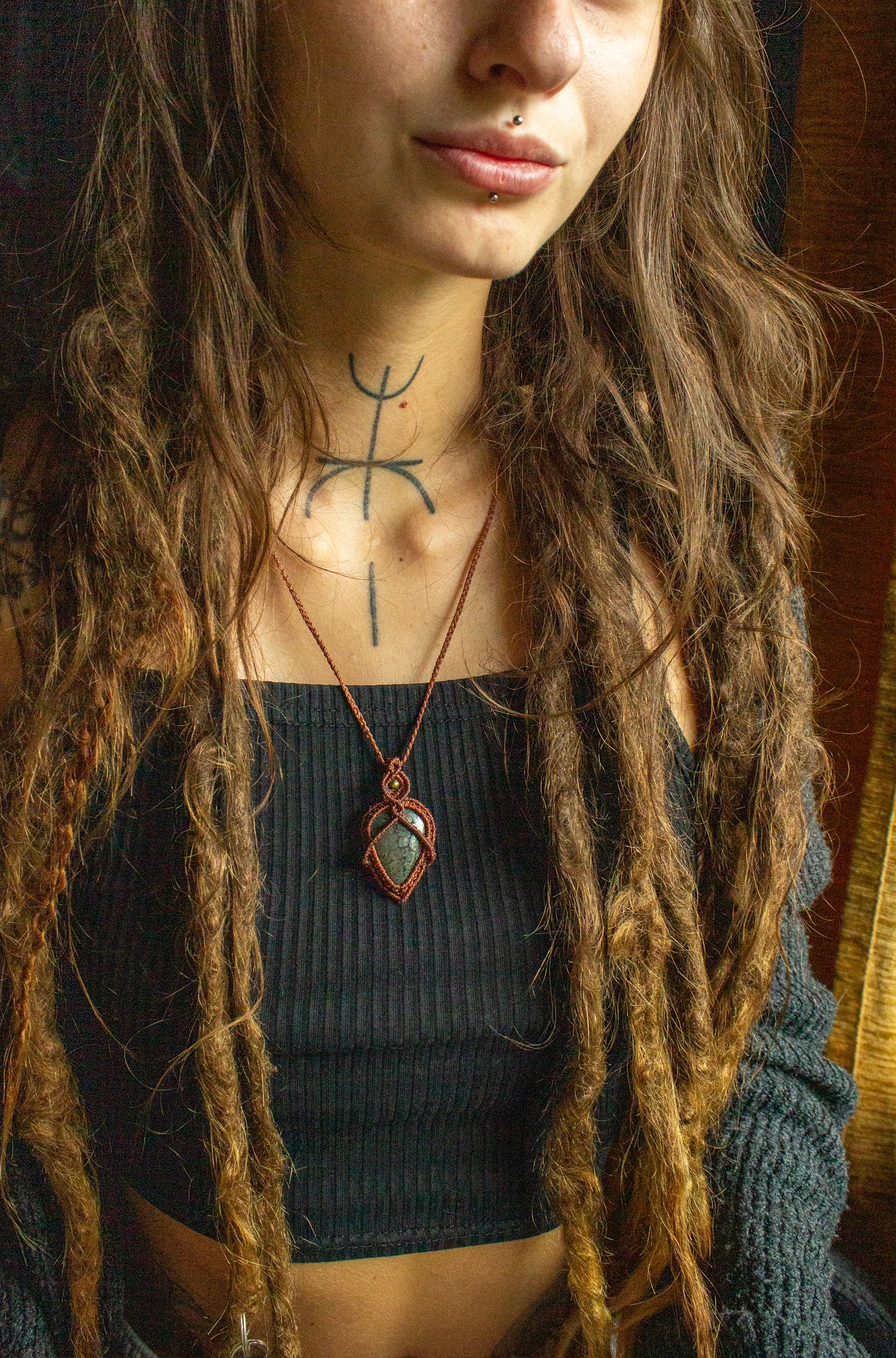 Ava • Marcasite macrame necklace