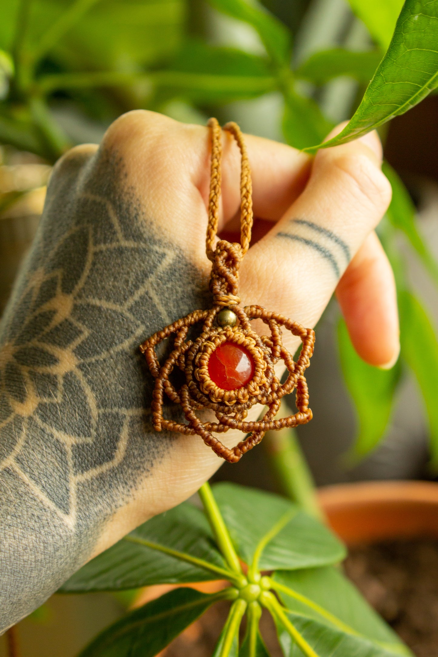 Aurora • Carnelian Macrame necklace