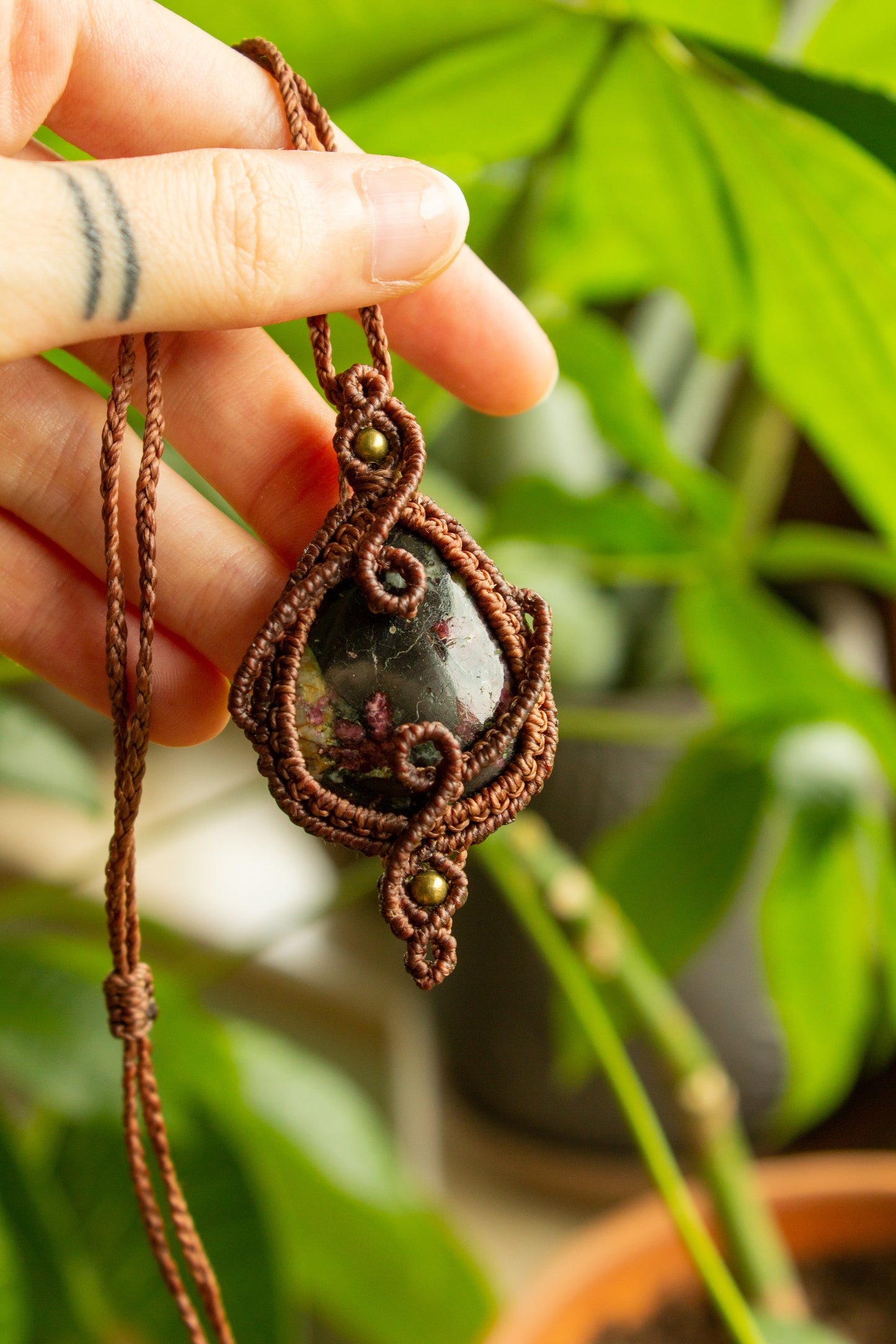 Ella • Eudialyte macrame necklace