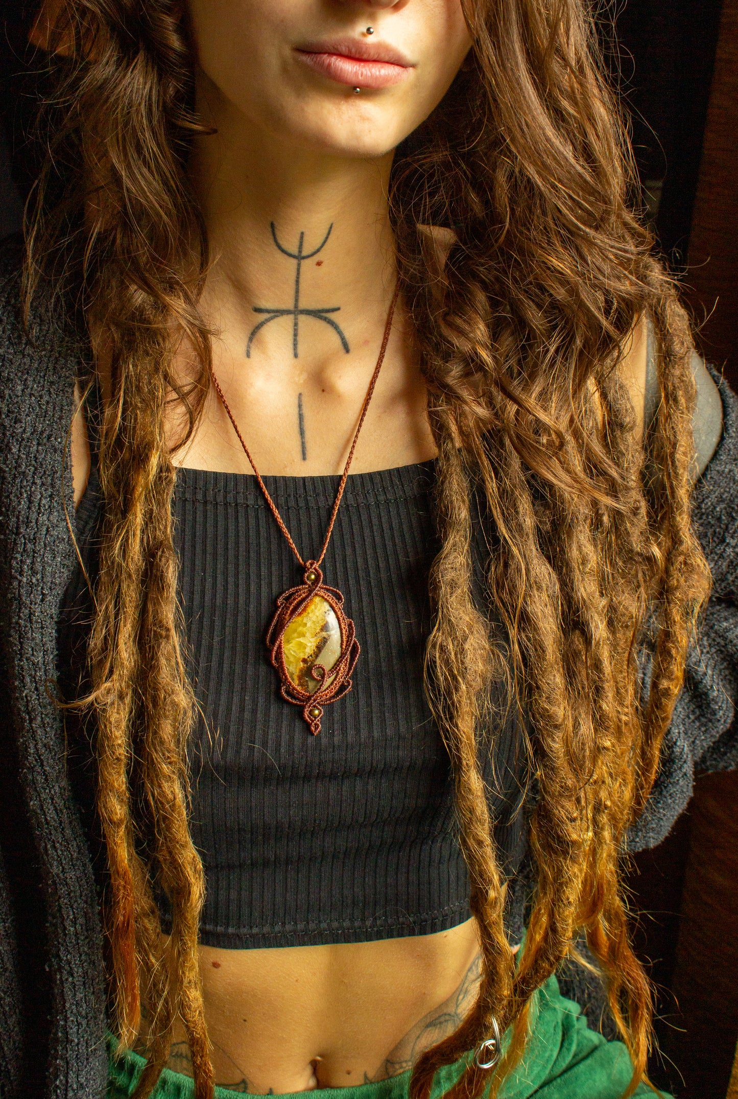 Giovanna • Septarian macrame necklace