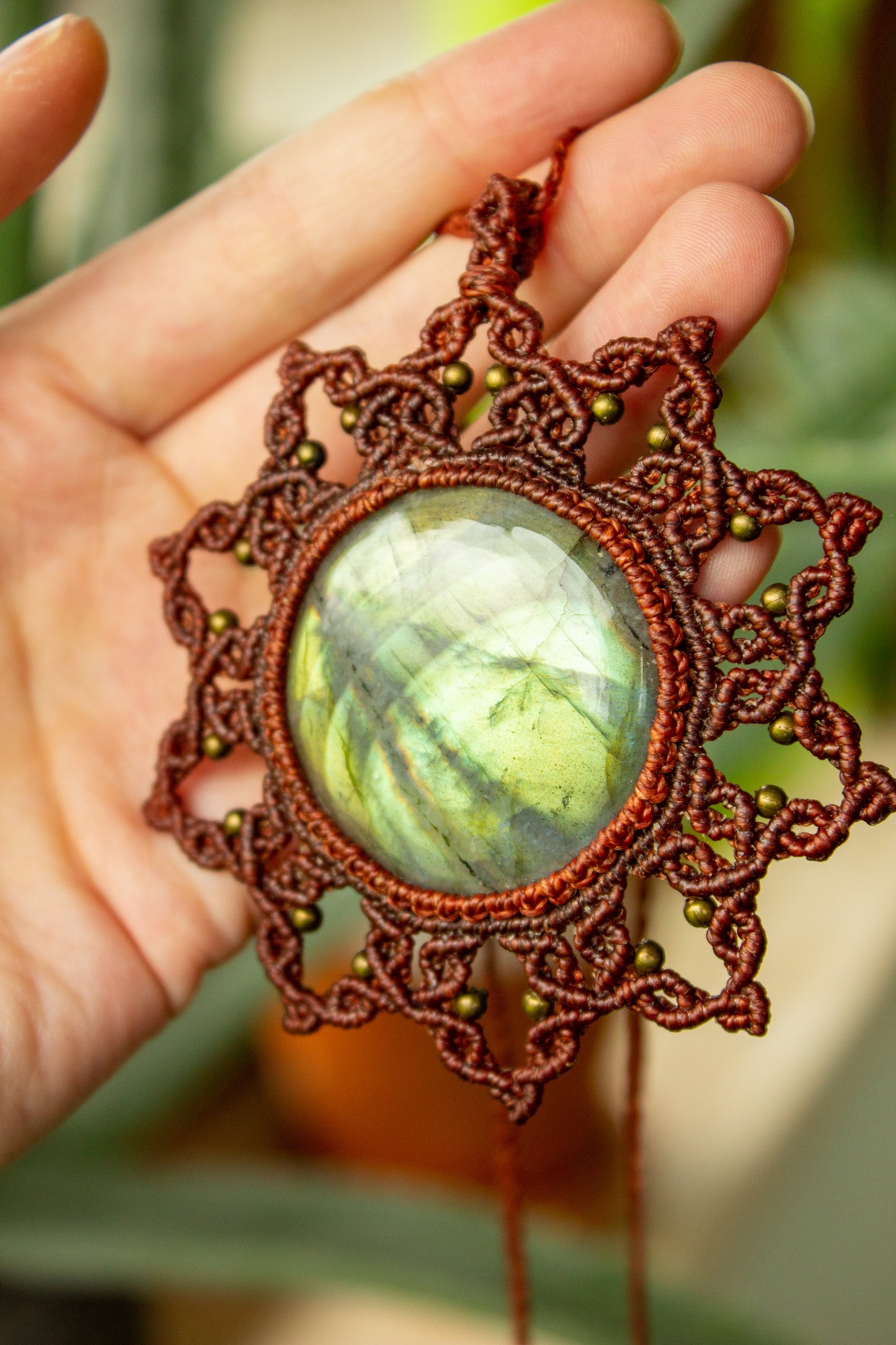 Summer • Labradorite mandala macrame necklace