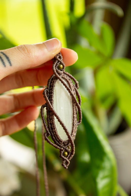 Ruth • Selenite macrame necklace