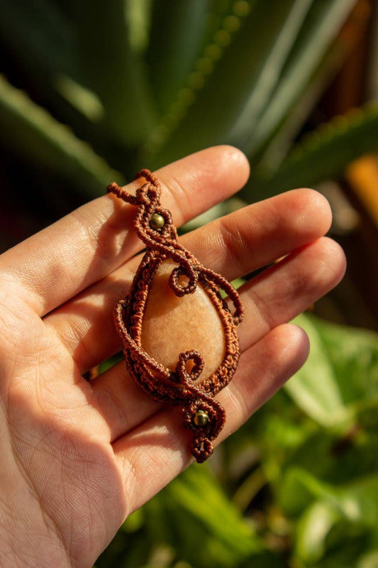 Ella • Peach Amazonite macrame necklace