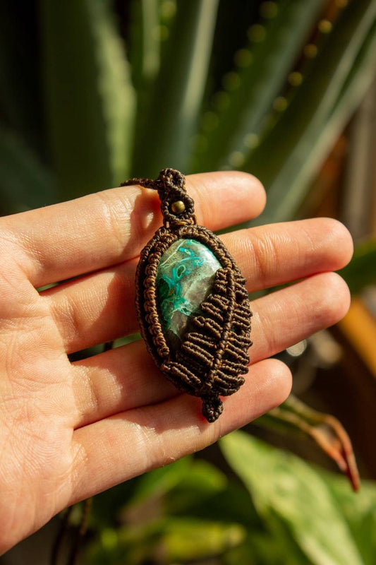 Lisa • Chrysocolla Malachite macrame necklace