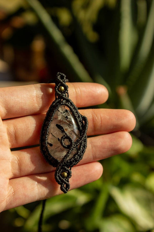 Julija • Rutilated Quartz macrame necklace