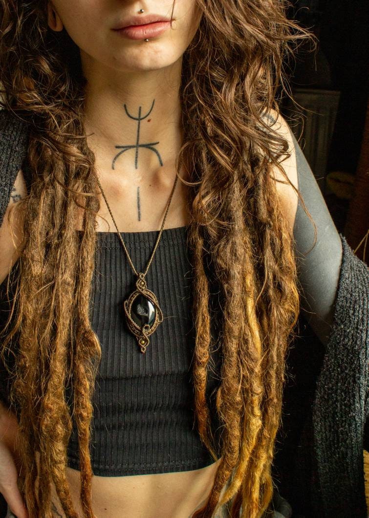 Enola • Black Druzy Onyx macrame necklace