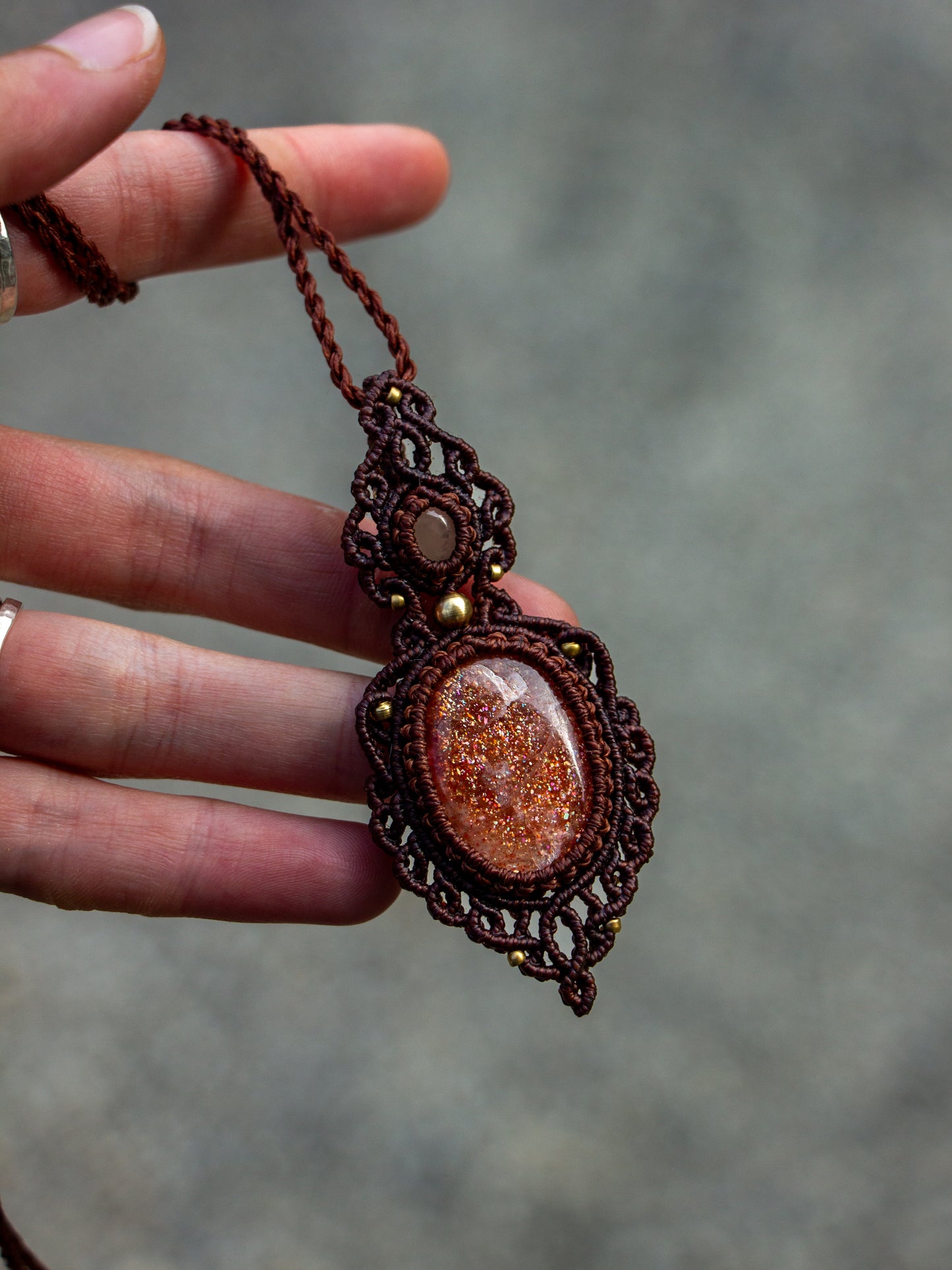 Moonstone & Confetti Sunstone necklace