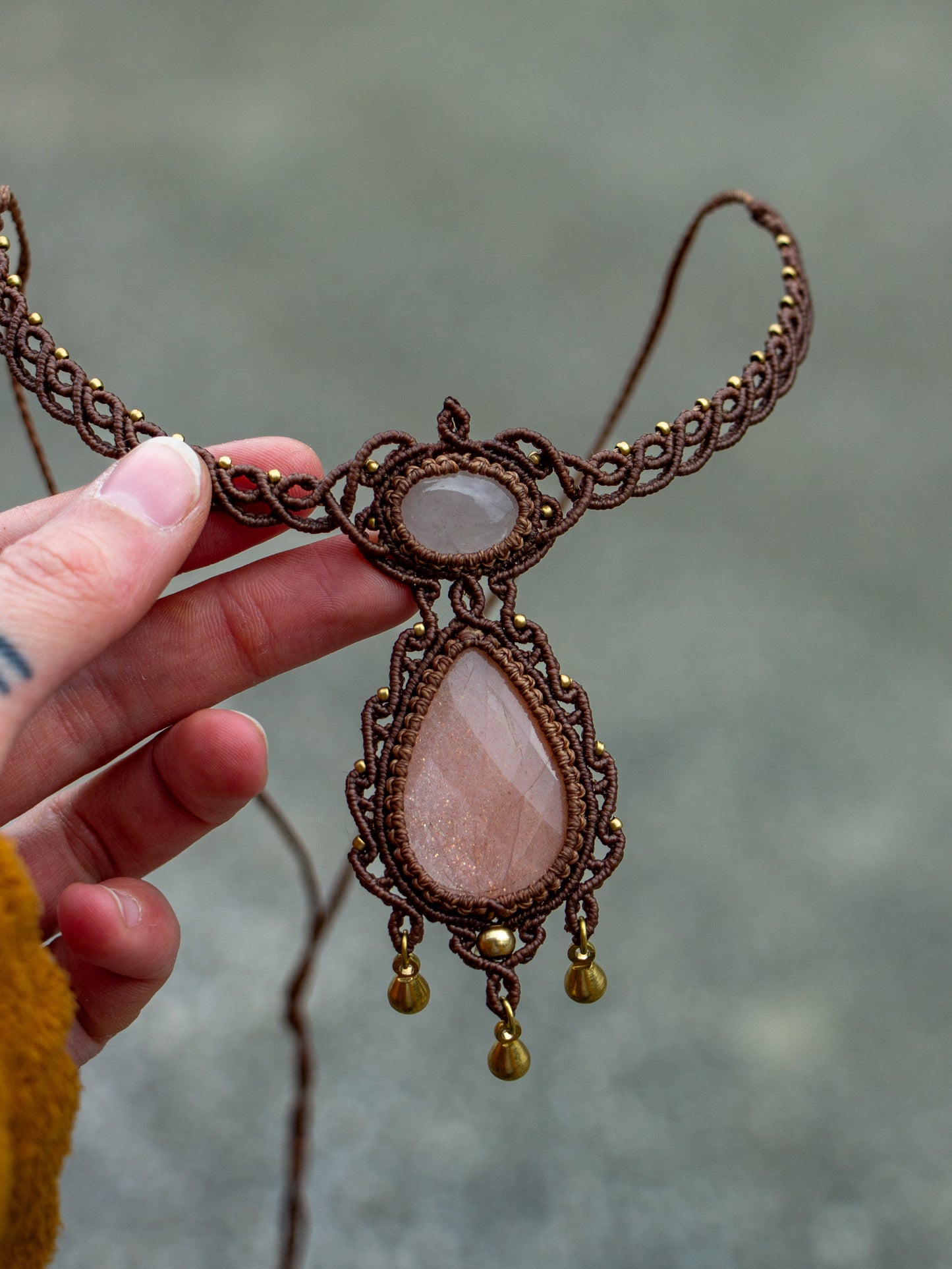Rose Quartz & Peach Moonstone necklace