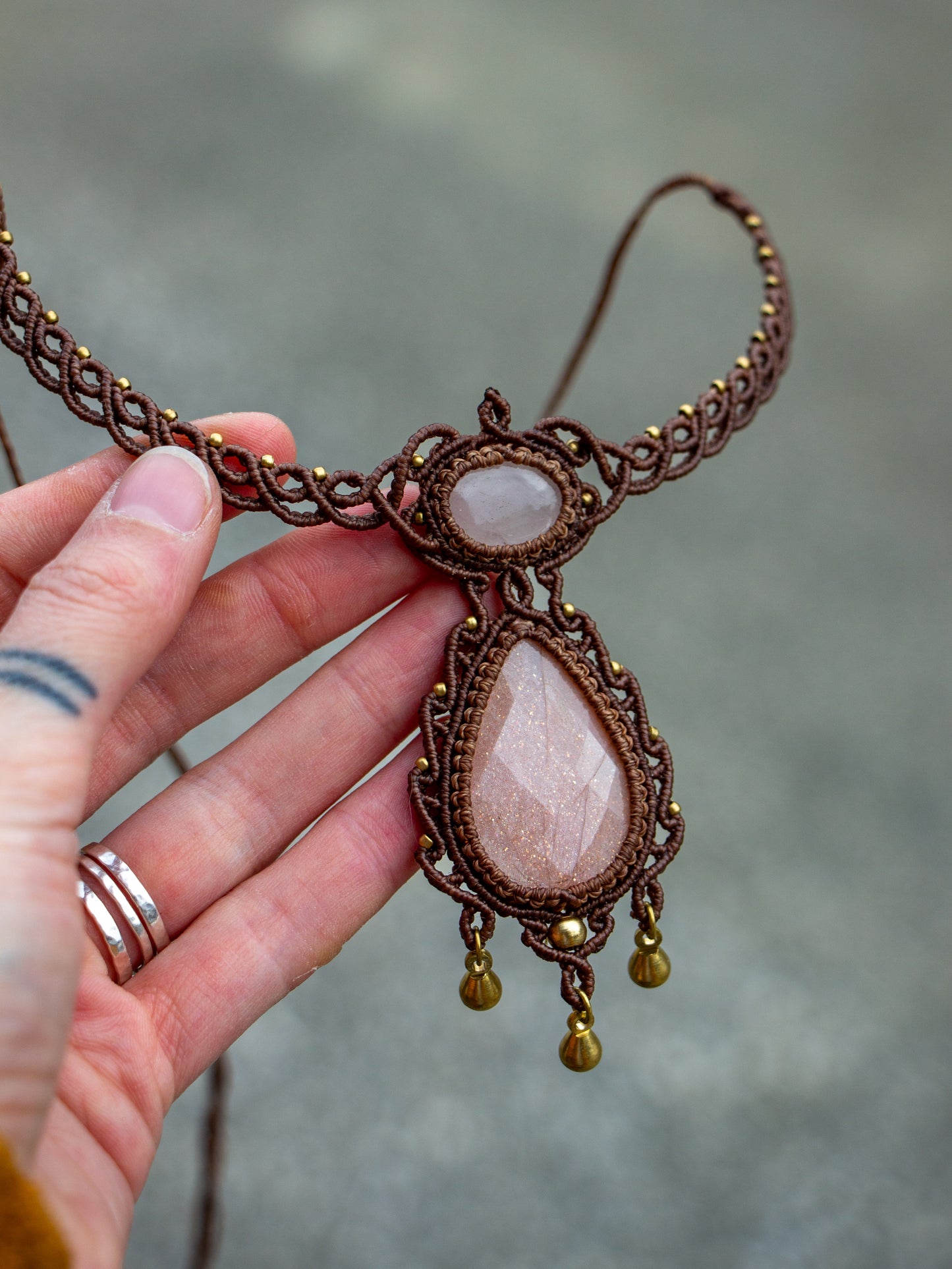Rose Quartz & Peach Moonstone necklace
