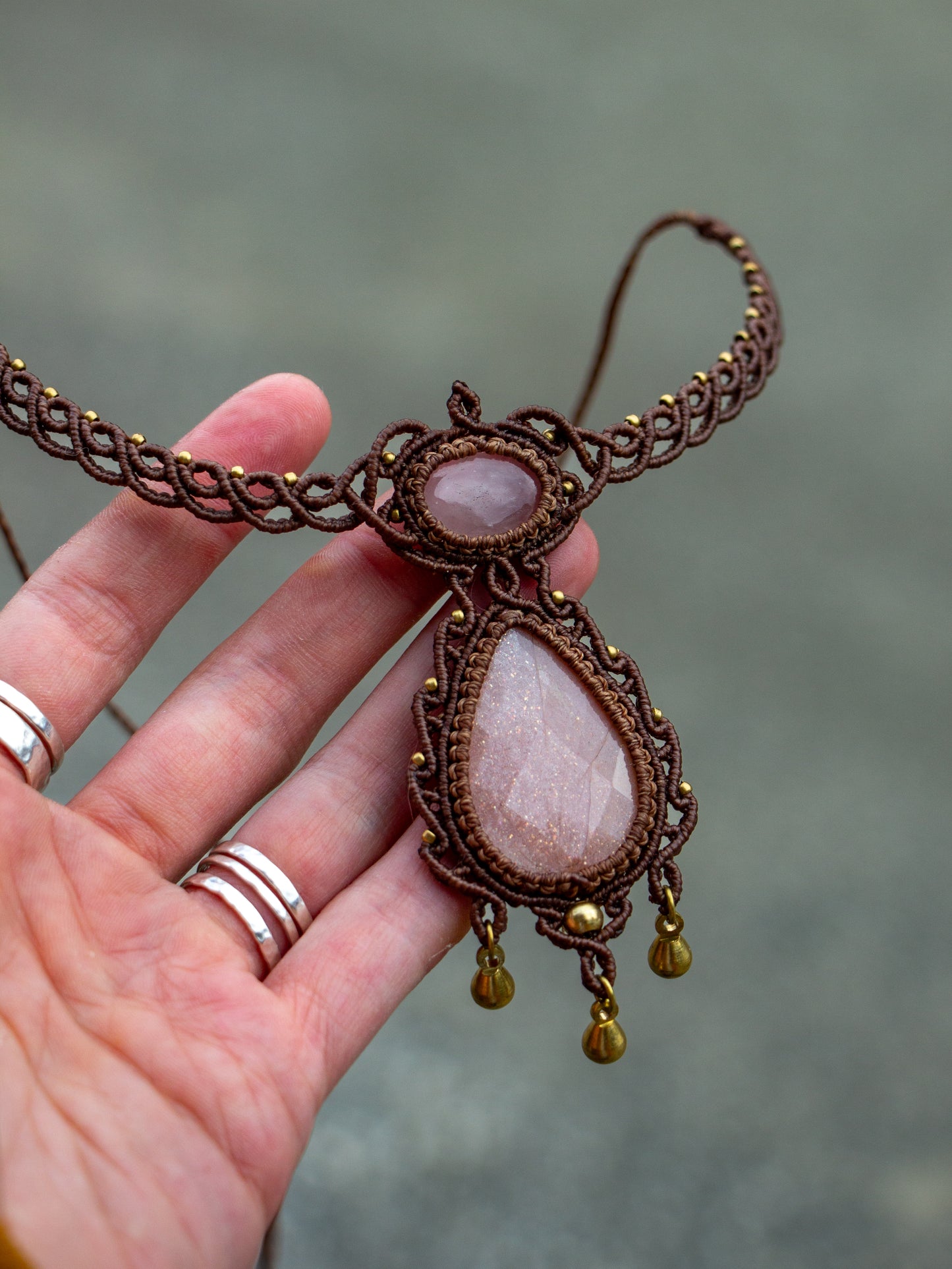 Rose Quartz & Peach Moonstone necklace